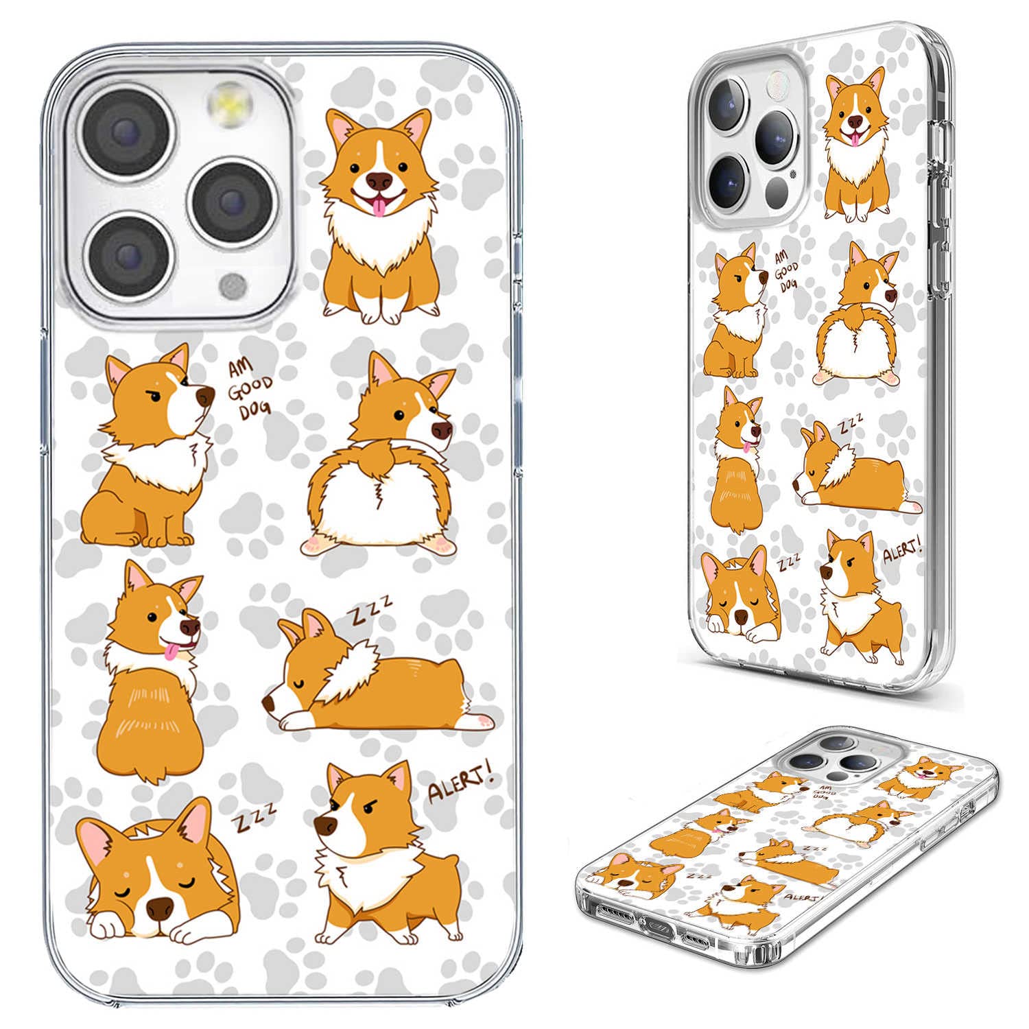 Premium Shockproof Slim Soft TPU Clear iPhone 13 Pro Case - Cute Corgi Paw Anime Design for Dog Lovers | Protective Phone Cover for Women & Men | Perfect for Everyday Use, Work & Travel