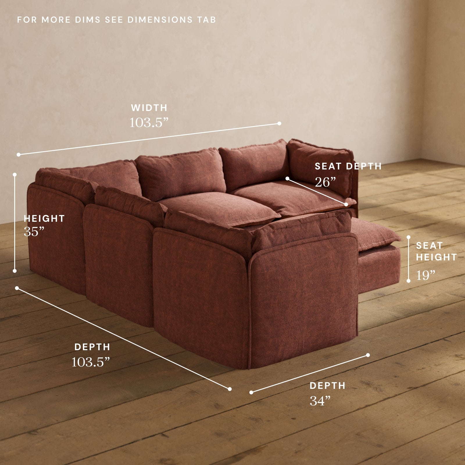 Modular Performance 5-Seater Corner Sectional Sofa with Ottoman in Chestnut Brown | L-Shaped Couch for Living Room | Premium Relaxed Blend Fabric | Perfect for Family Gatherings & Movie Nights