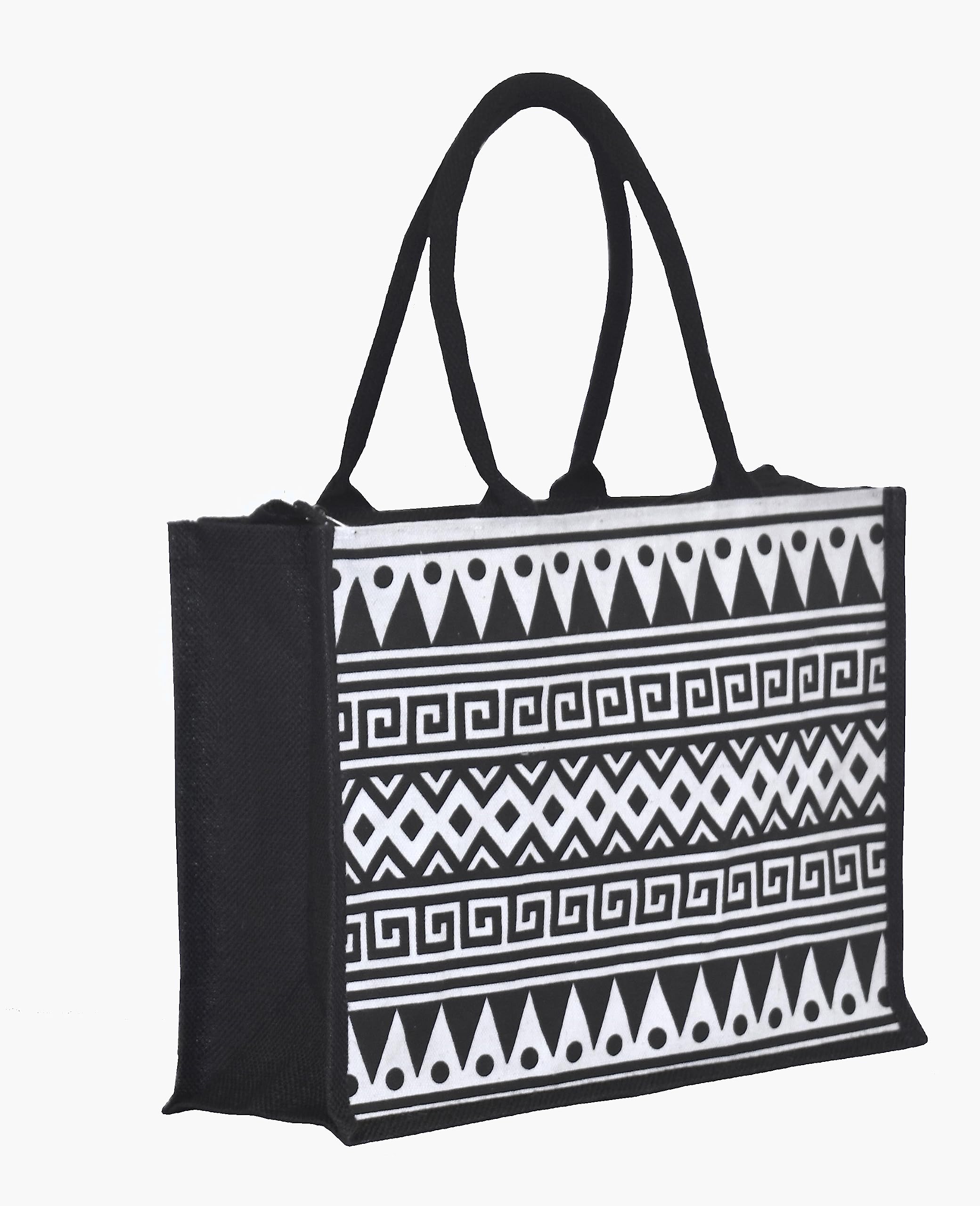 Eco-Friendly Jute Tote Bag with Zipper - Handcrafted Printed Daffodil Design - Durable Reusable Shopping Bag for Men & Women - Perfect for Groceries, Beach Trips & Daily Use