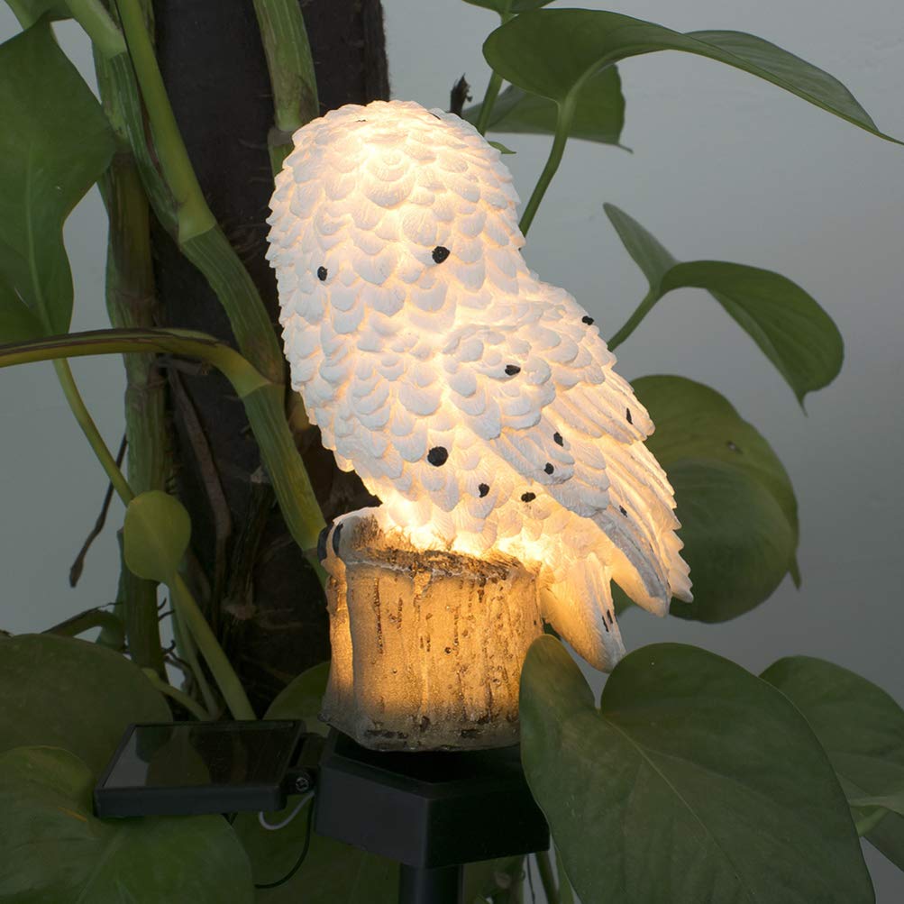 Solar Owl LED Garden Lights - Waterproof Outdoor Landscape Lighting with Auto On/Off, White Bird Decor for Yard, Pathway, Patio, and Garden Decorations