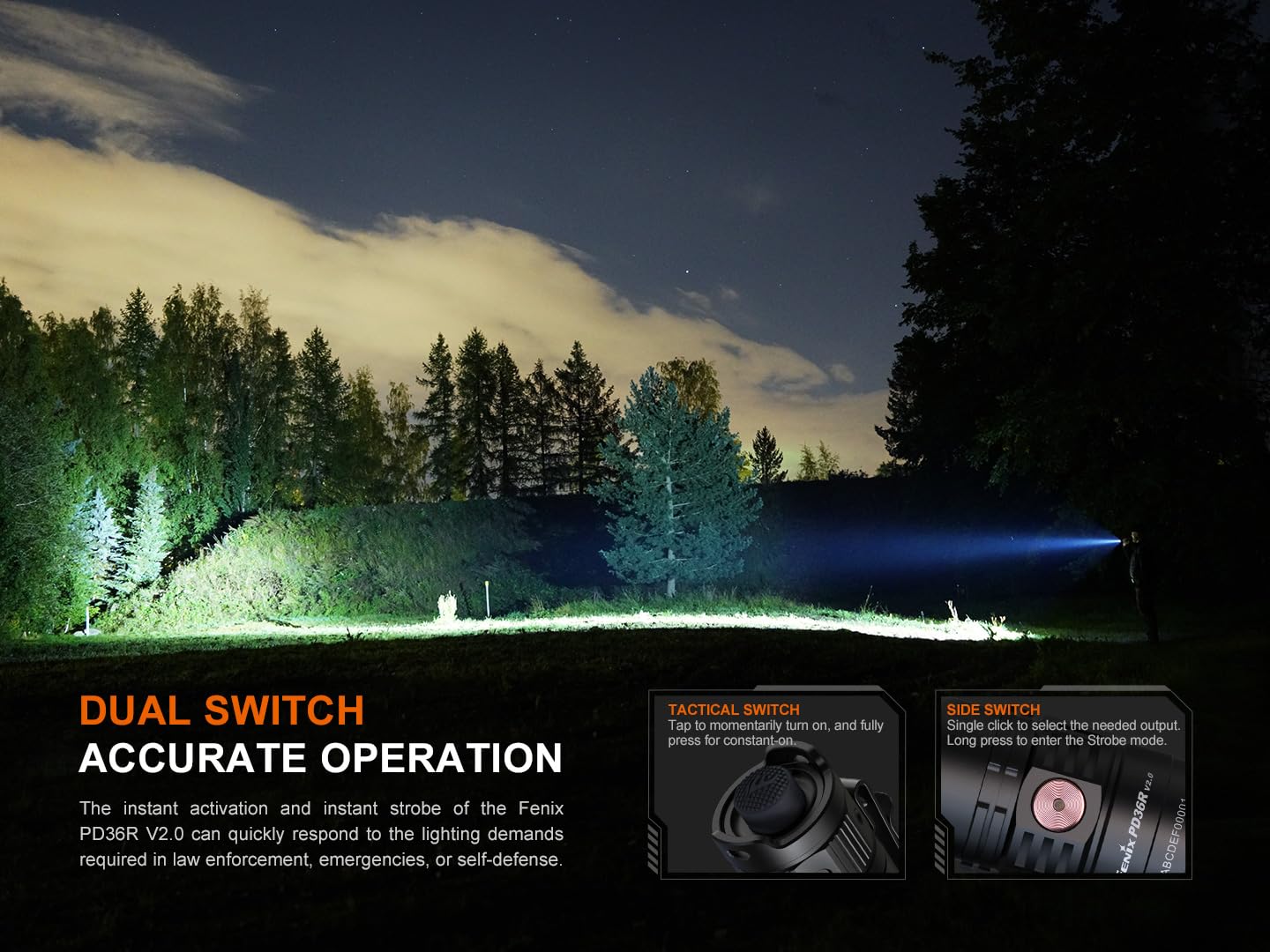 Fenix PD36R V2.0 1700 Lumen USB-C Rechargeable Tactical Flashlight with Battery | LumenTac Organizer | Outdoor Camping, Hiking, Emergency & Duty Use