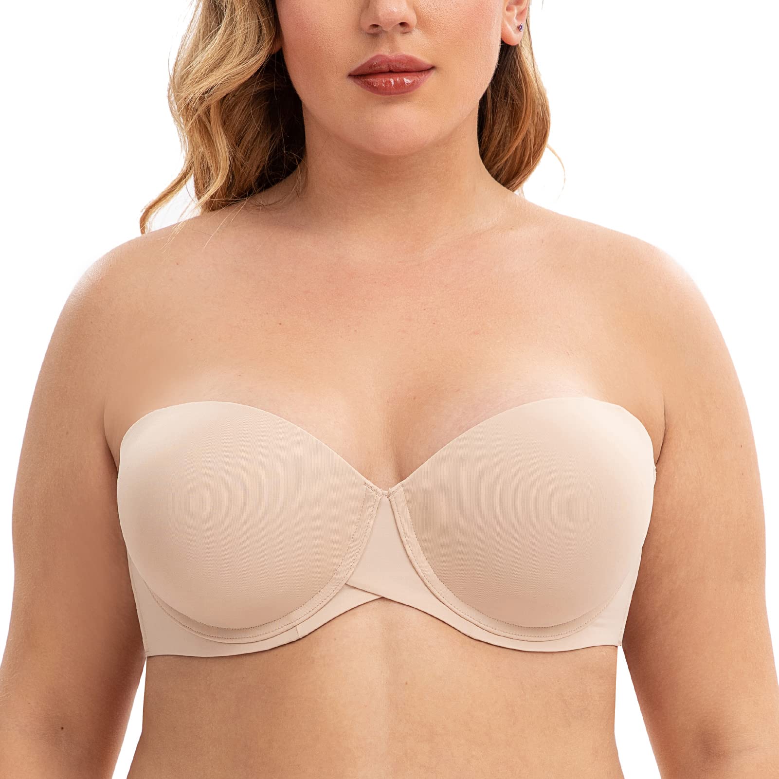 CASOLACE Women's Push Up Padded Underwire Strapless Bra - Invisible Lift Support for Wedding, Evening Dresses & Special Occasions