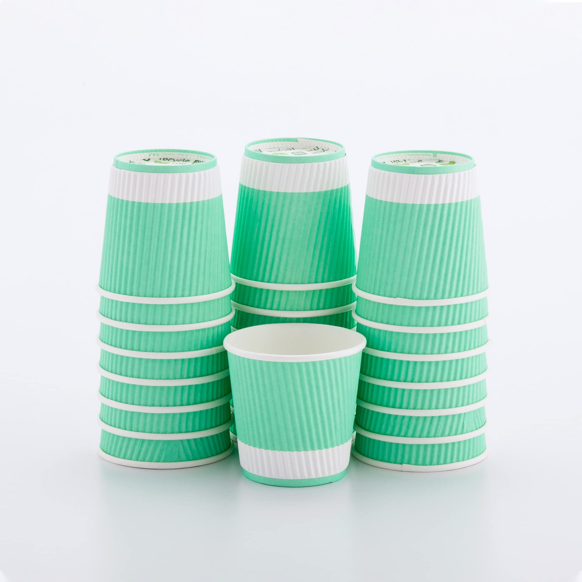 Restaurantware 4oz Ripple Insulated Coffee Cups - 500 Pack Double Wall Corrugated Paper Cups | Leakproof, Non-Slip, Recyclable Light Green Ribbed Design | Perfect for Coffee Shops, Offices & Catering Events (Lids Sold Separately)