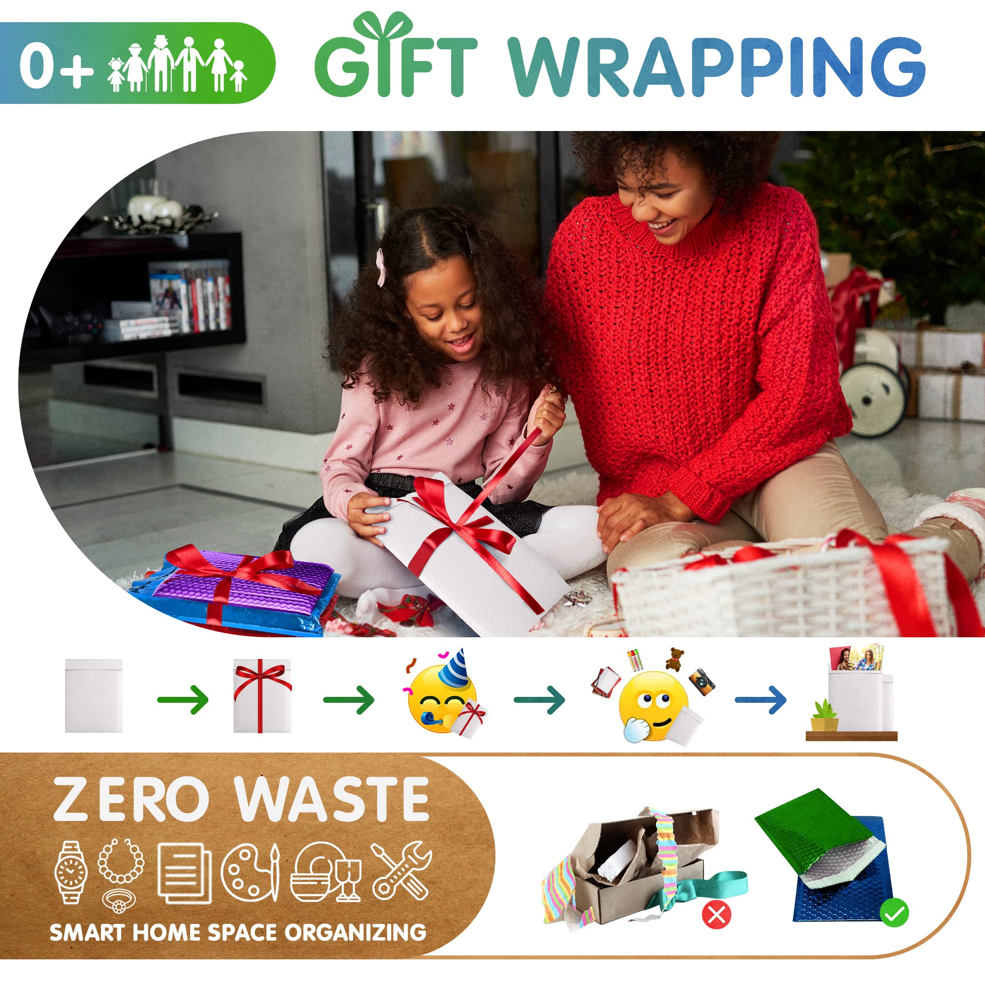 AMZ White Poly Bubble Mailers 6.5 x 9 Inches - Pack of 300 Padded Envelopes with Peel & Seal for Mailing, Shipping & Packaging | Perfect for Ecommerce, Small Business & Online Sellers