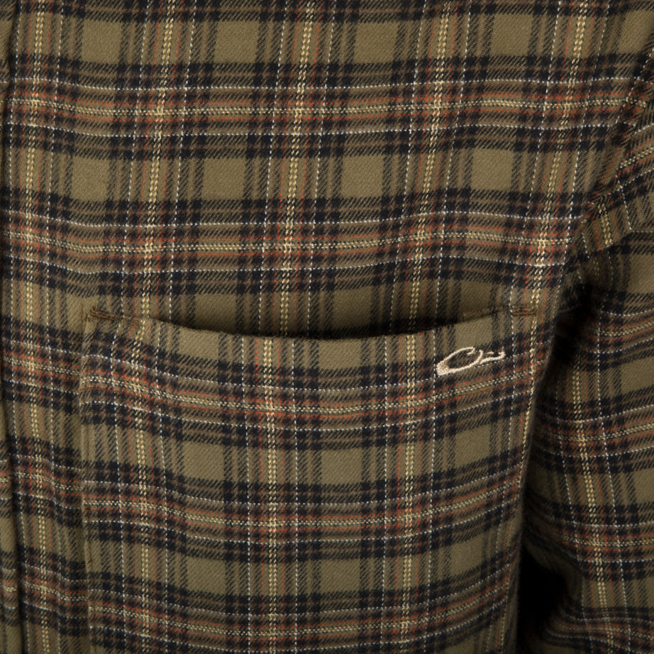 Men's Autumn Brushed Twill Shirt - Soft Flannel Long Sleeve Button Down for Casual Wear & Outdoor Activities