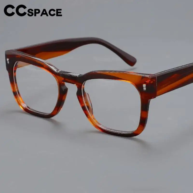 CCspace Unisex Full Rim Square Cat Eye Acetate Eyeglasses 57232 - Stylish Retro Frame for Men & Women - Perfect for Reading, Fashion, and Office Wear