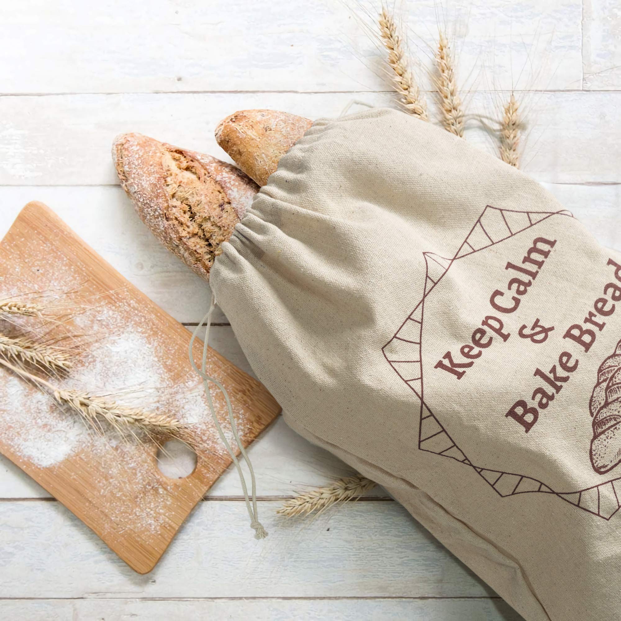 Organic Linen Bread Bags - 3 Pack Reusable Bread Storage Bags for Sourdough & Artisan Bread | Eco-Friendly Gift for Bakers, Bread Makers | Perfect for Home Baking, Wedding Favors & Housewarming Gifts | Keep Bread Fresh Naturally