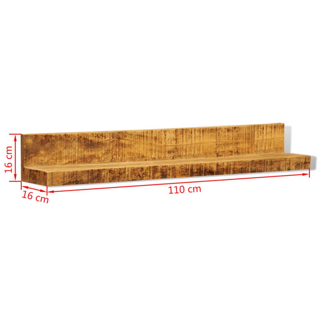 Solid Wood Wall Mounted Display Shelf Set of 2 - Floating Shelves for Home Decor - Natural Wood Wall Storage Shelves for Bedroom, Living Room, Bathroom & Kitchen - Perfect for Displaying Photos, Books & Decorative Items