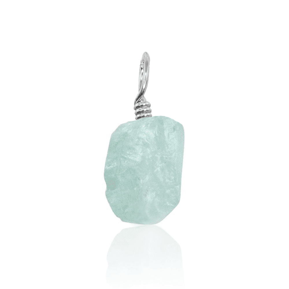 Natural Raw Blue Aquamarine Crystal Pendant Necklace - Healing Stone Jewelry for Women, Spiritual Gift, Meditation & Energy Balancing Accessory