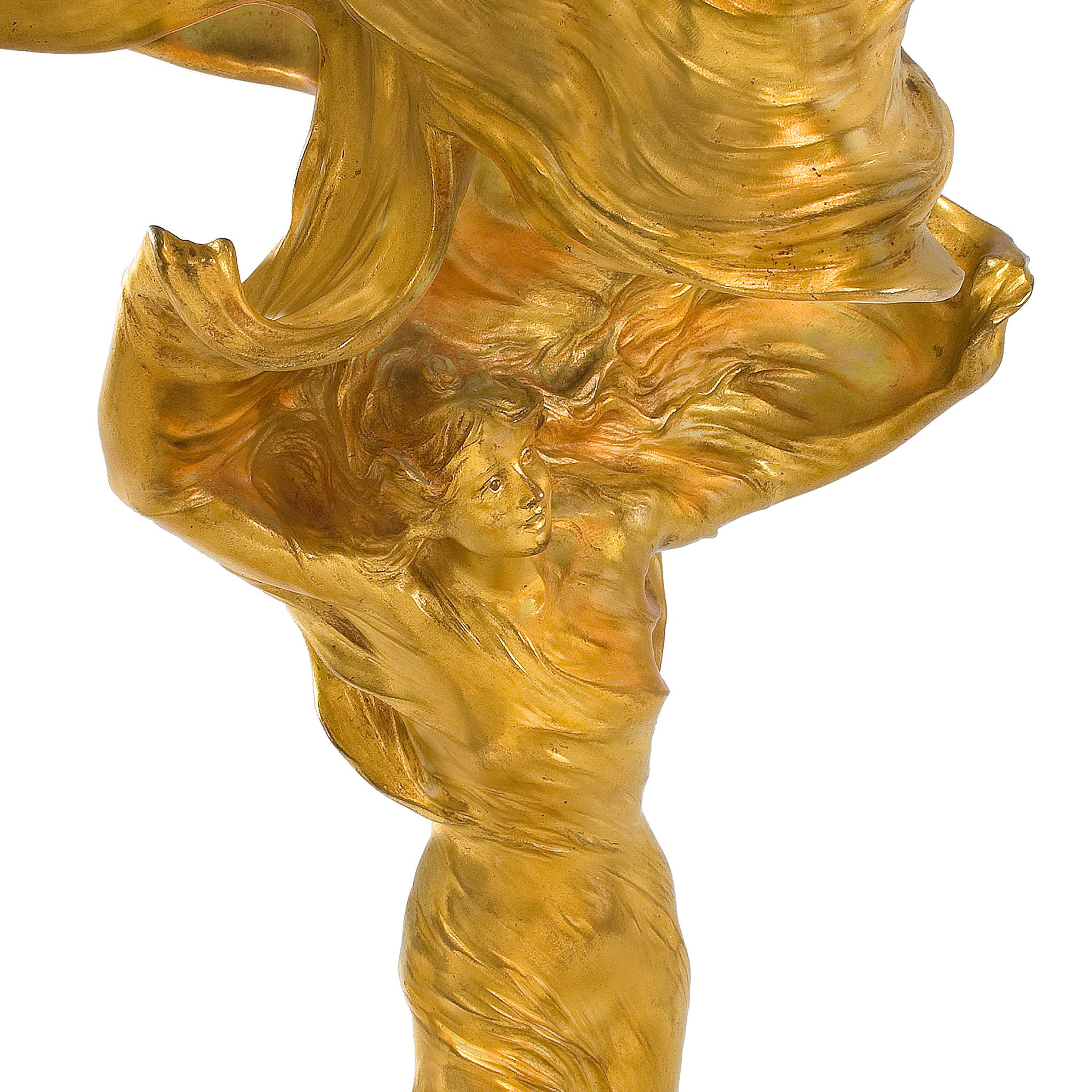 François Raoul Larche Loïe Fuller Gilt Bronze Sculpture with Light - Art Nouveau Figurine for Home Decor, Office Display & Collectible Gift