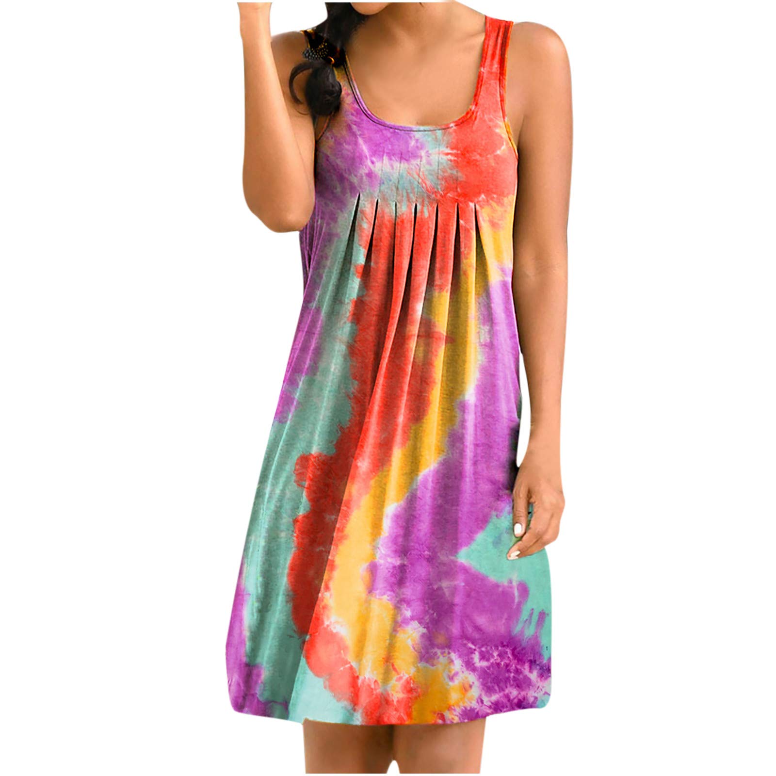 Women's Summer Dresses 2023 - Casual Flowy Midi Dress with Fashion Print, Sexy O-Neck Sleeveless Tank Dress for Wedding Guest, Club, Beach & Vacation | Most Wished Comfortable Basic Dress