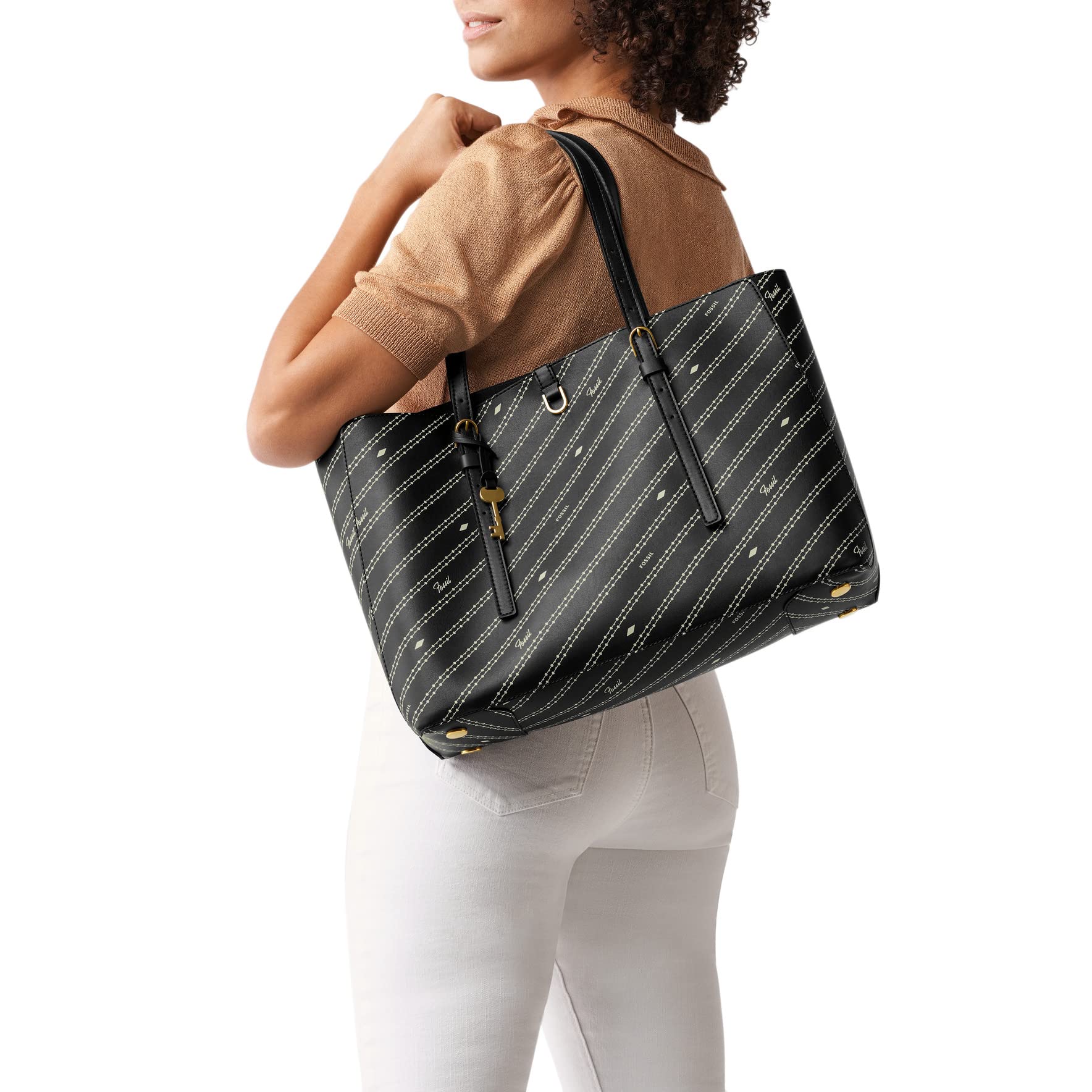 Fossil Women's Kier Vegan Leather Cactus Print Tote Bag - Stylish Handbag for Women, Perfect for Work, Travel & Everyday Use