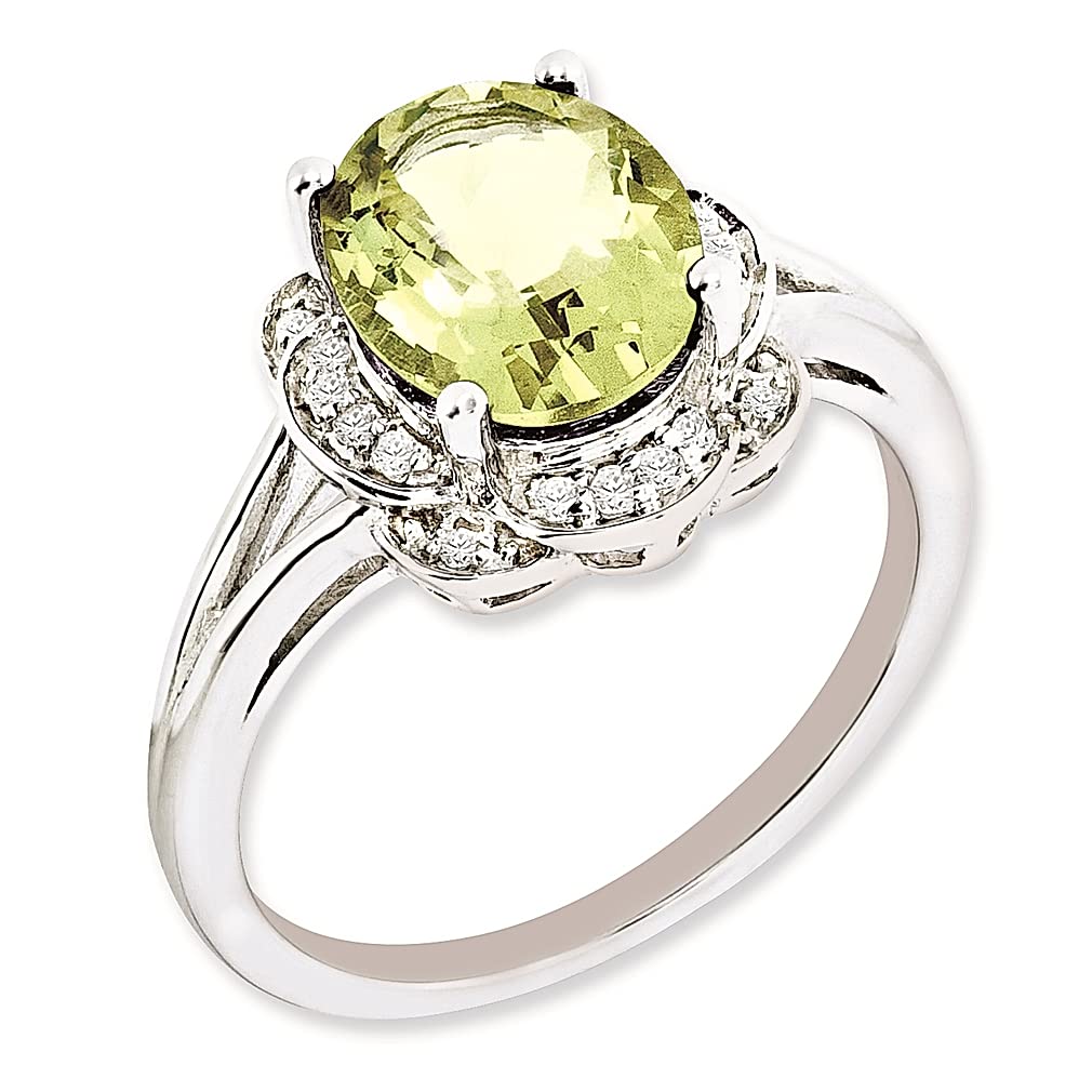 925 Sterling Silver Diamond Lemon Quartz Ring - Elegant Gemstone Jewelry for Women, Perfect Gift for Her - Ideal for Weddings, Anniversaries & Special Occasions