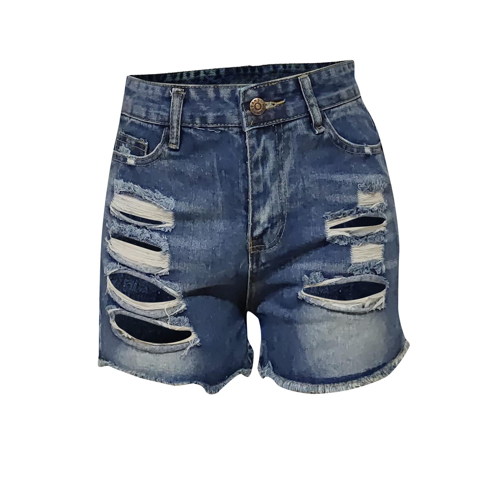**Women's Plus Size Distressed Ripped Denim Shorts – Stretchy Frayed Raw Hem Jean Shorts for Casual & Summer Outfits**    **使用场景:** Perfect for beach trips, music festivals, casual outings, and summer vacations.
