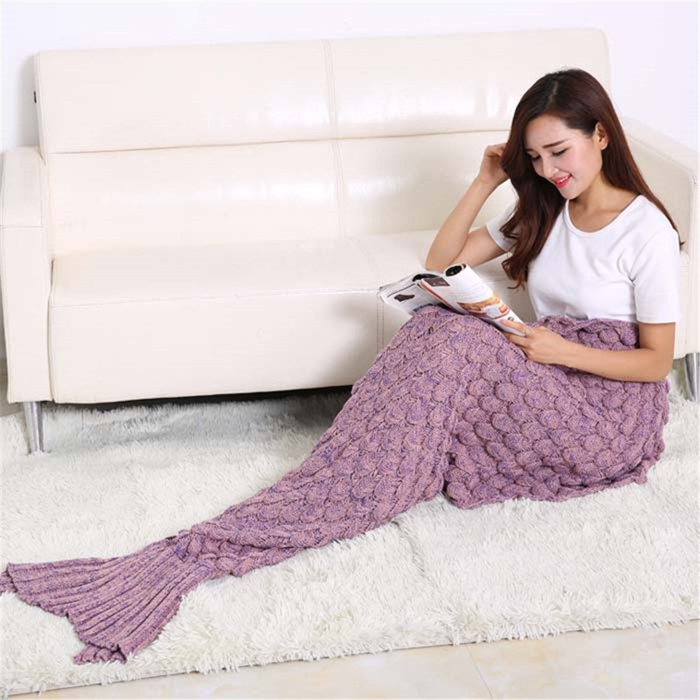Premium Mermaid Tail Blanket with Scales - Soft Knitted Sleeping Bag for Adults & Teens - 77 x 35 Inch Cozy Snuggle Blanket - Perfect for Sofa Lounging, Movie Nights & Winter Warmth - 7 Color Options (Pink)