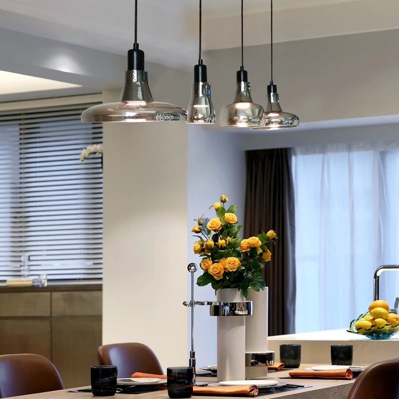 Modern Black Glass Pendant Light - Sleek Hanging Luminaire for Kitchen Island, Dining Room & Bedroom Lighting | Energy Efficient LED Fixture