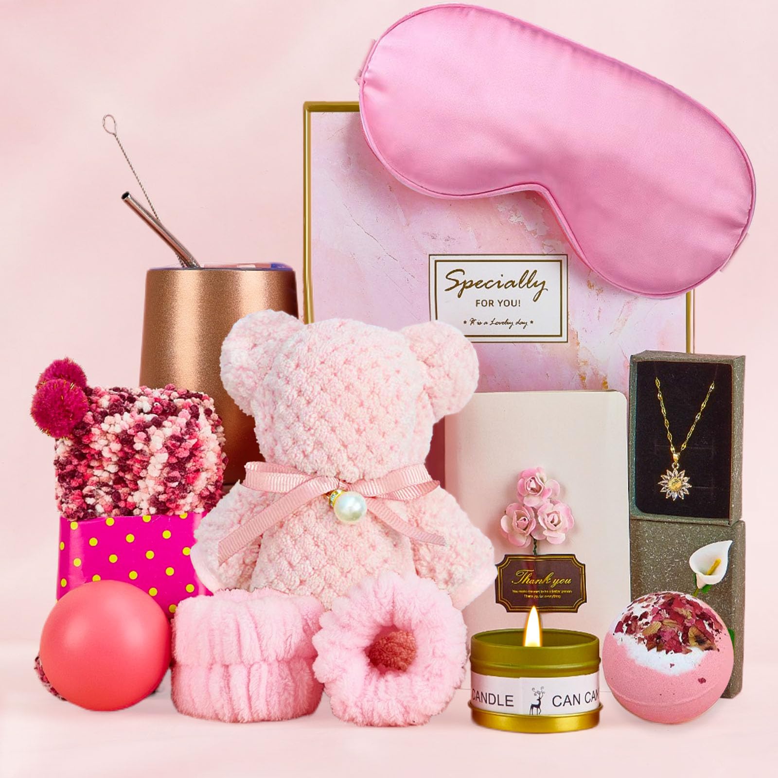 Thoughtful Retirement Gifts for Women - Birthday Present Ideas for Girls & Teachers | Post-Surgery Care Package & Self-Care Gift Set | Feel Better Presents for Women (Pink) | Perfect for Retirement Parties, Birthday Celebrations, Hospital Recovery & Everyday Encouragement
