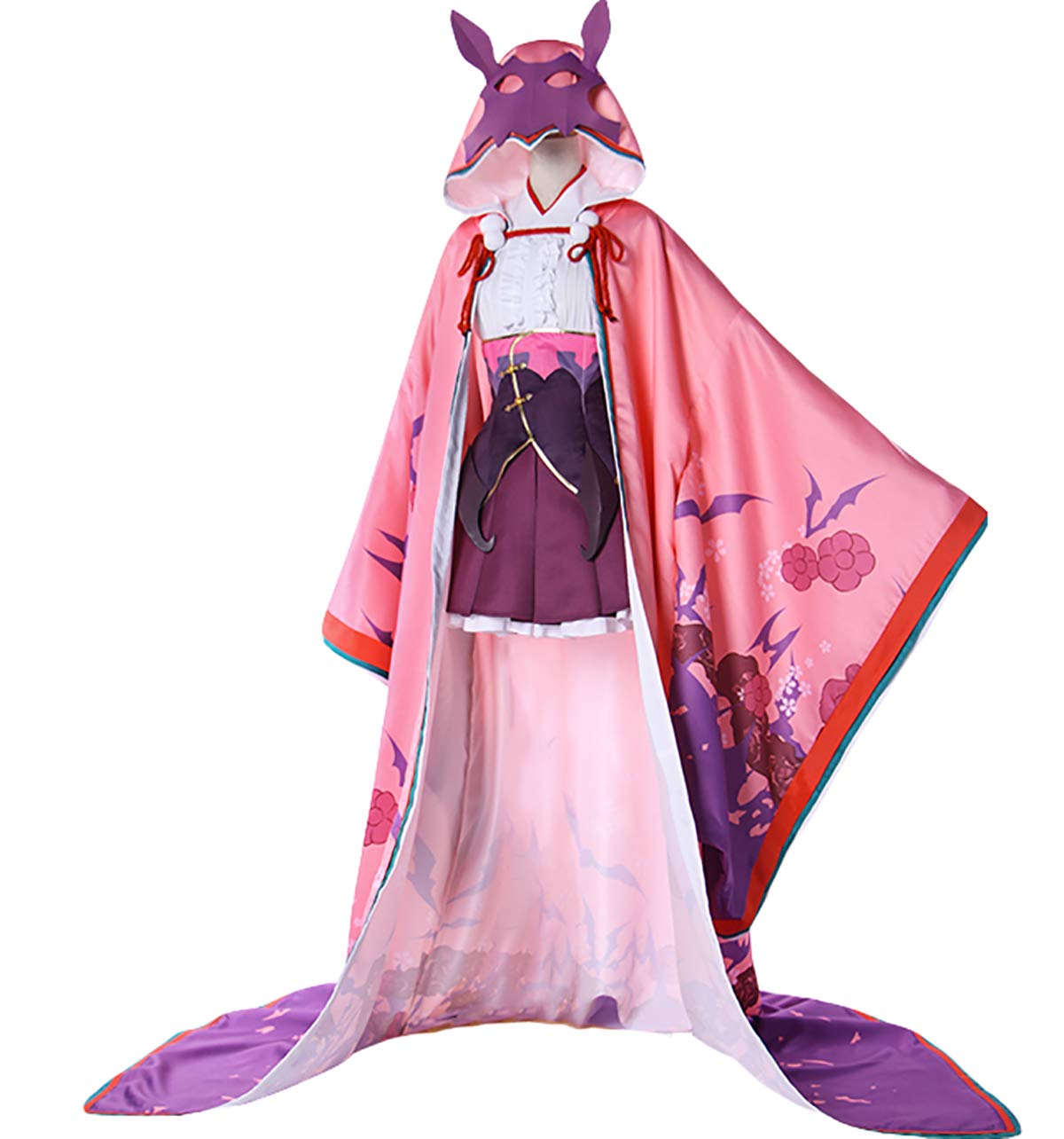 Anime Osakabehime Cosplay Costume - Red Kimono Outfit with Obi Belt for Halloween, Conventions & Japanese Themed Parties