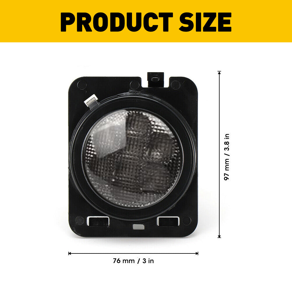 2007-2018 Jeep Wrangler JK Front Grille LED Turn Signal Lights & Side Marker Fender Lights - Amber/White - Not for 2018 JL Model - Upgrade Your Off-Road Vehicle Lighting for Better Visibility