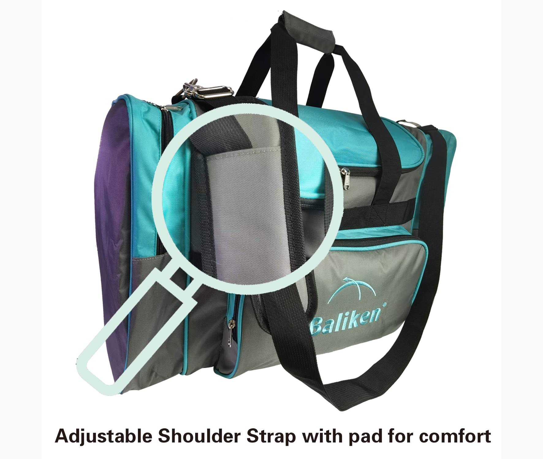 BALIKEN Double Tote Bowling Bag for 2 Balls & Shoes - Mens Size 16 & 13 - Perfect for League Play & Practice
