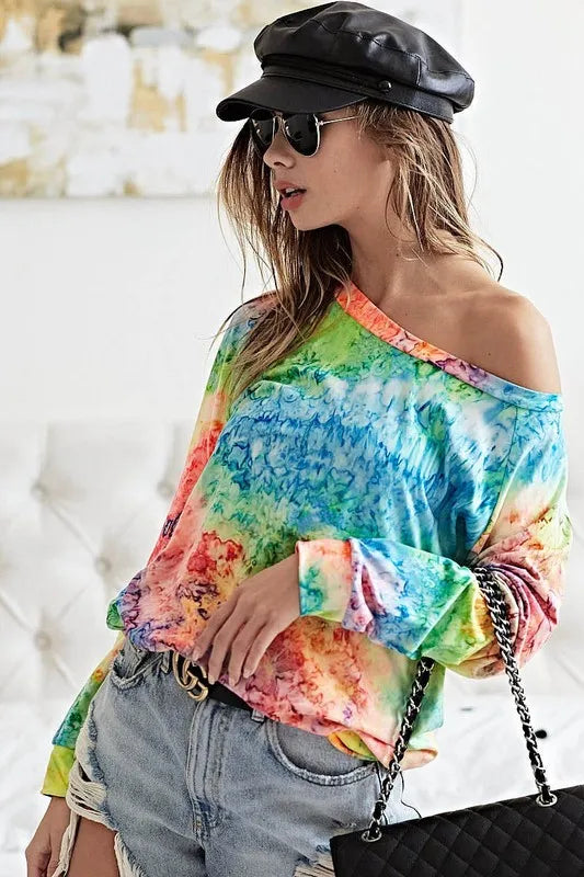 BiBi Tie Dye Soft Knit Jersey T-Shirt for Women | Comfortable Casual Tee | Perfect for Summer Outfits, Beach Days & Weekend Wear