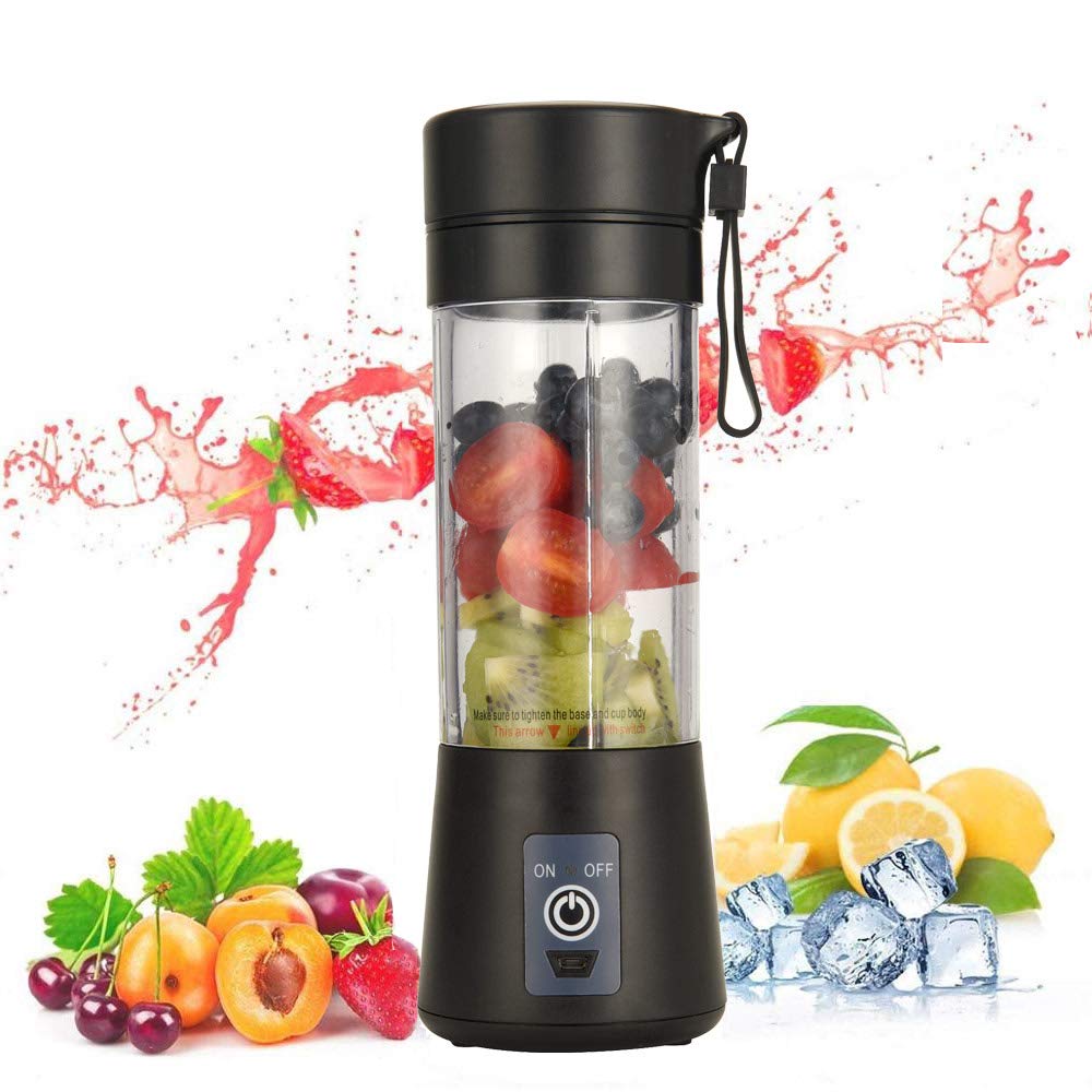 Portable USB Rechargeable Blender - 13oz Mini Travel Blender for Smoothies, Shakes & Baby Food - 2000mAh Personal Blender Cup with BPA-Free Design (Black) - Perfect for Gym, Office, Camping & On-the-Go Lifestyle