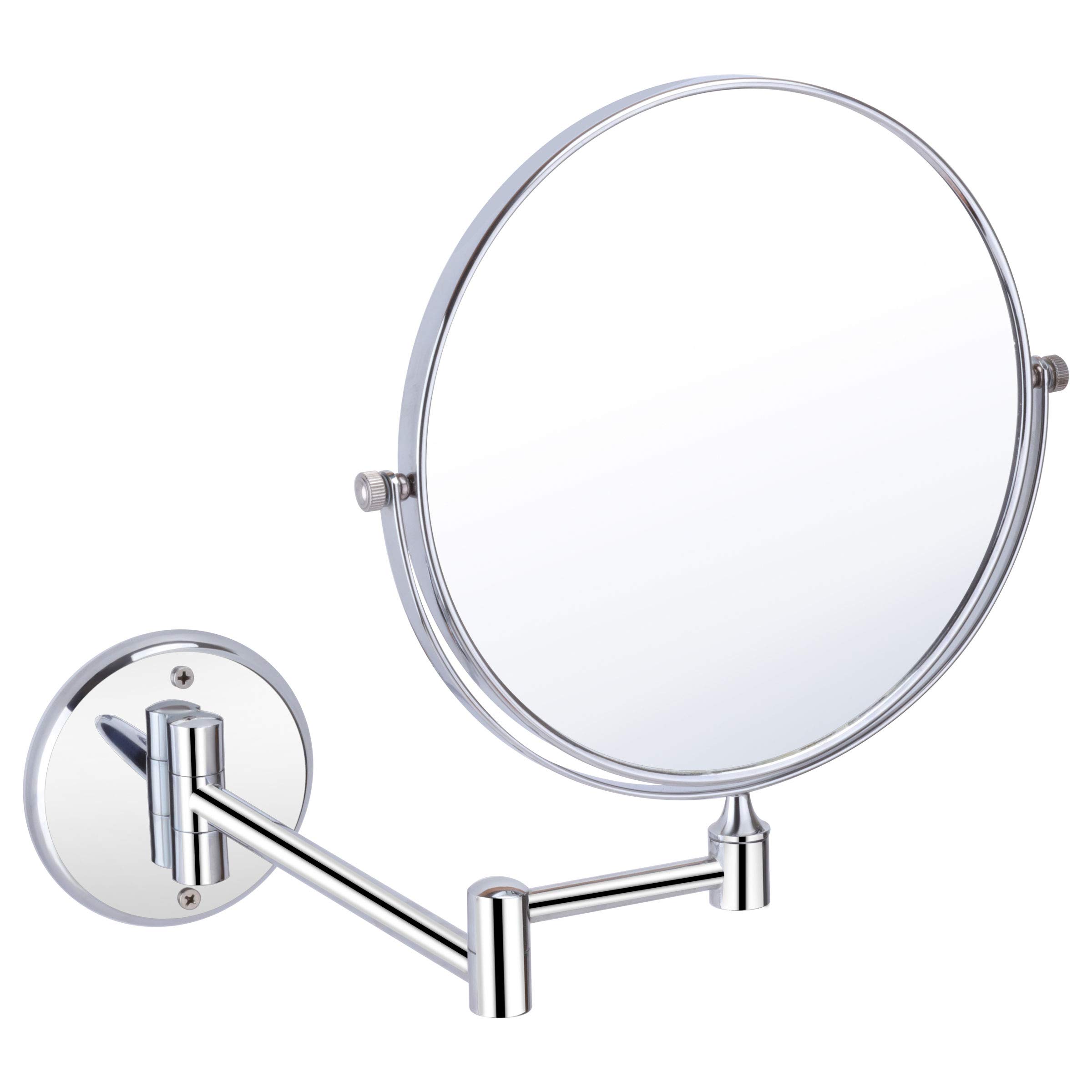 USF Bathroom Makeup Mirror with 5X Magnifying Glass - Adjustable Wall Mounted Shaving Mirror for Vanity, Cosmetic Application & Grooming (Silver Round Frame) - Perfect for Bathrooms, Dressing Rooms & Bedrooms