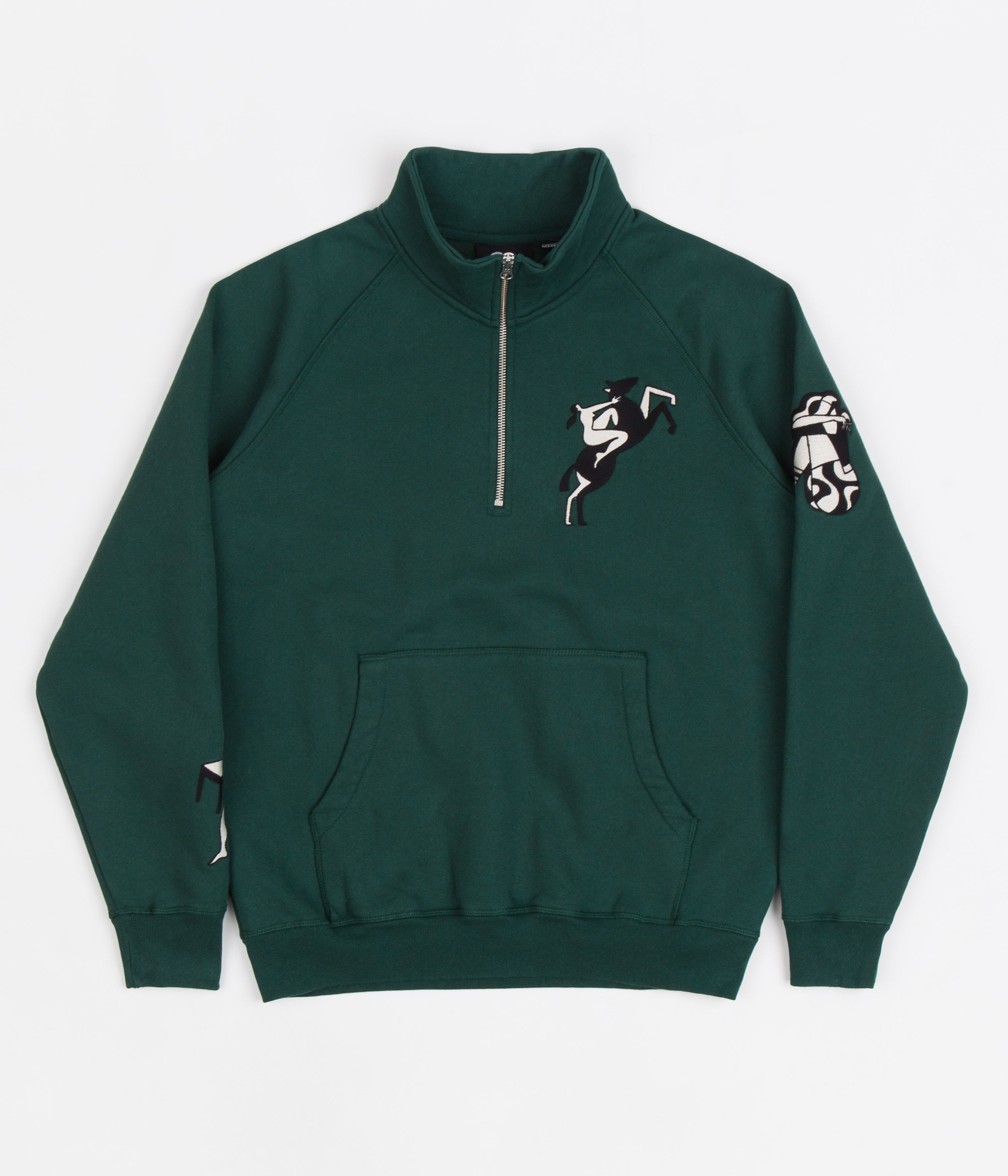 Parra Life Experience Half Zip Sweatshirt for Men & Women | Pine Green Pullover Hoodie | Casual Streetwear & Outdoor Activities