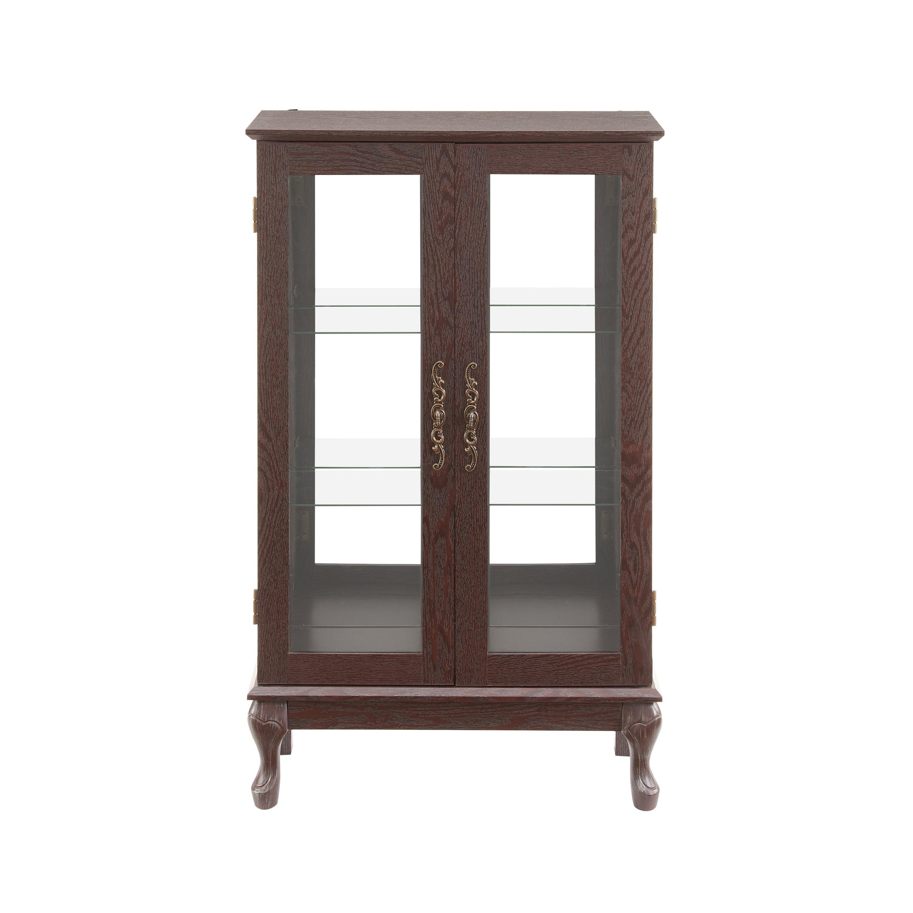 2 Door Curio Cabinet with Tempered Glass & Mirrored Back - LED Lighted Display Case for Living Room, Dining Room, Office - Showcase Collectibles, China, or Decor Items