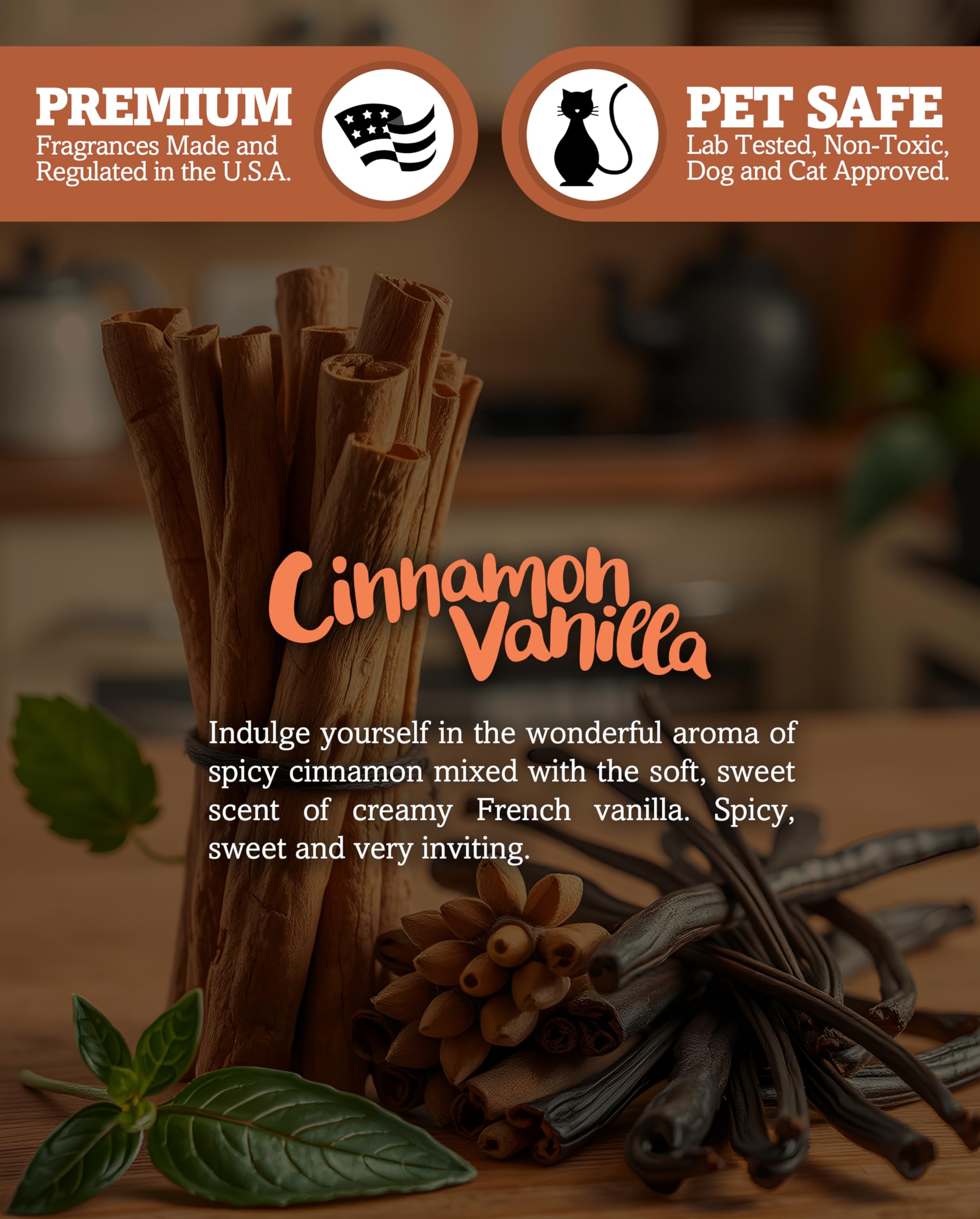 Cinnamon Vanilla Scented Natural Soy Candle - 100% Soy Wax, Phthalate & Paraben Free, Essential Fragrance Oils, Clean Burning 9oz - Perfect for Relaxation, Aromatherapy & Home Decor