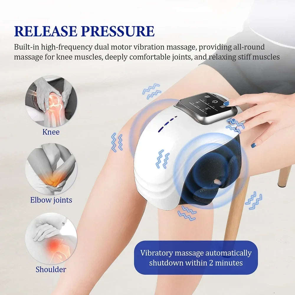 Electric Knee Massager with Air Pressure, Vibration & Heating - Smart Pain Relief for Arthritis, Joint Pain & Recovery - Perfect for Home, Office & Sports Use