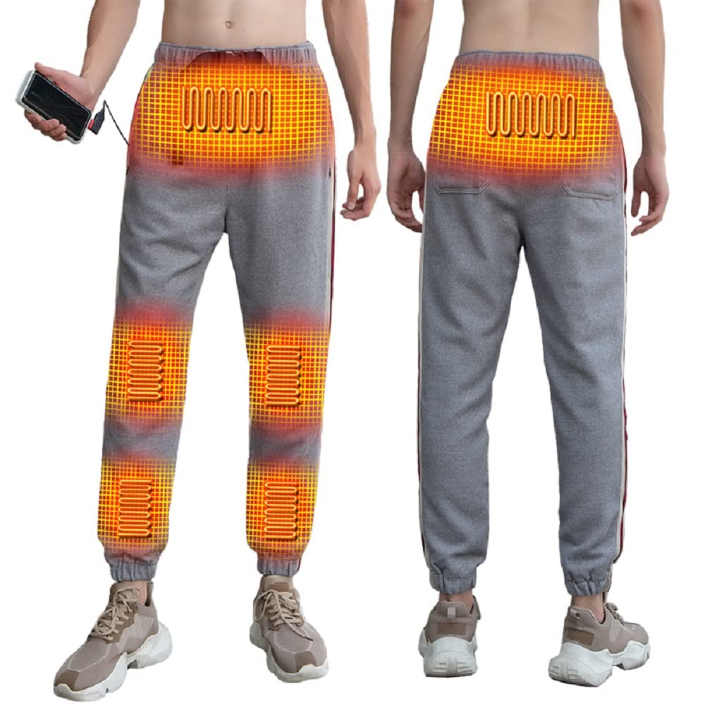 LVBOUSLTD Washable USB Electric Heated Thermal Pants - Rechargeable Battery Heated Fleece Lined Winter Pants for Men & Women - Perfect for Outdoor Activities, Skiing, Camping and Cold Weather