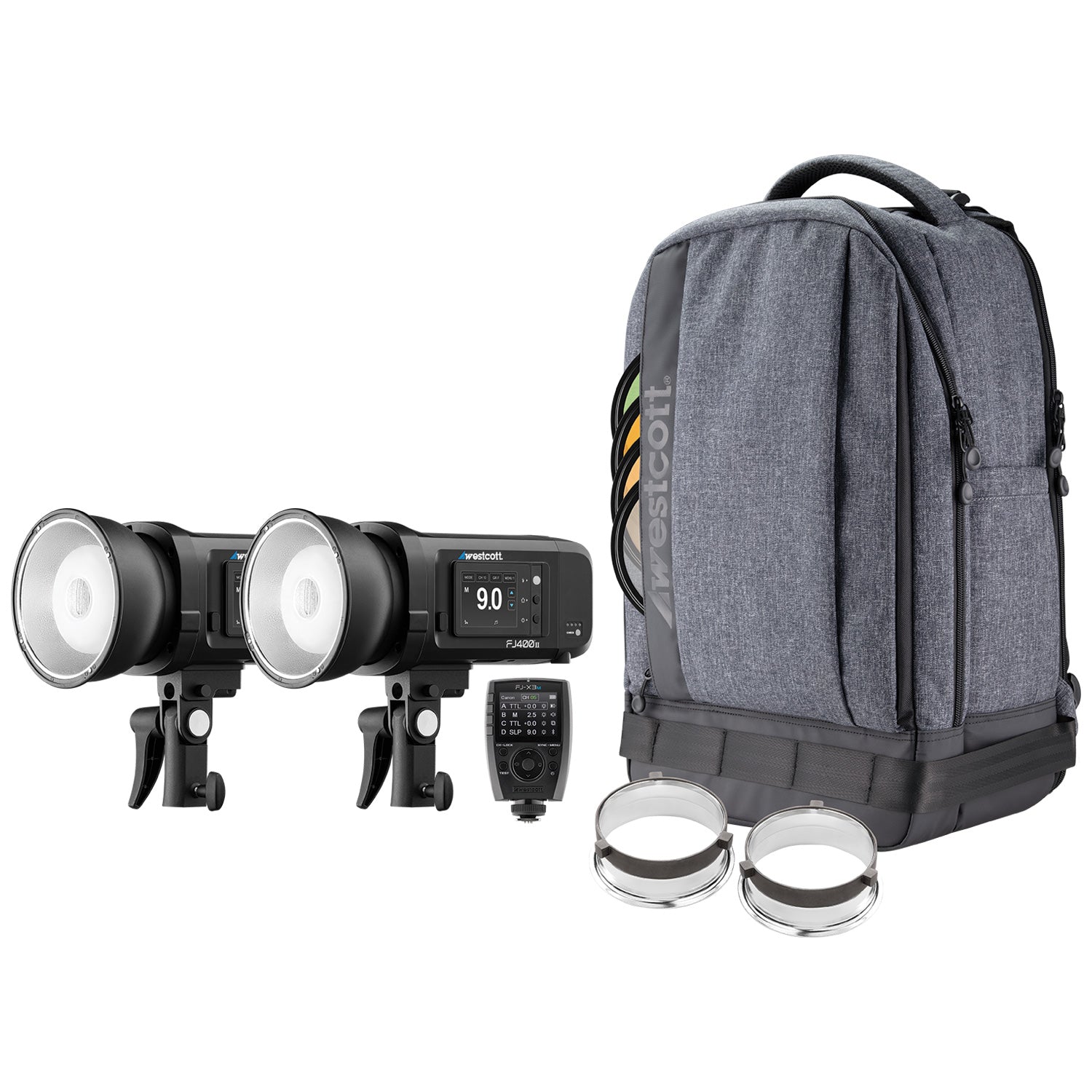 FJ400 II Professional Strobe 2 Light Backpack Kit - Portable Photography Lighting for Outdoor Studio & On-Location Shoots