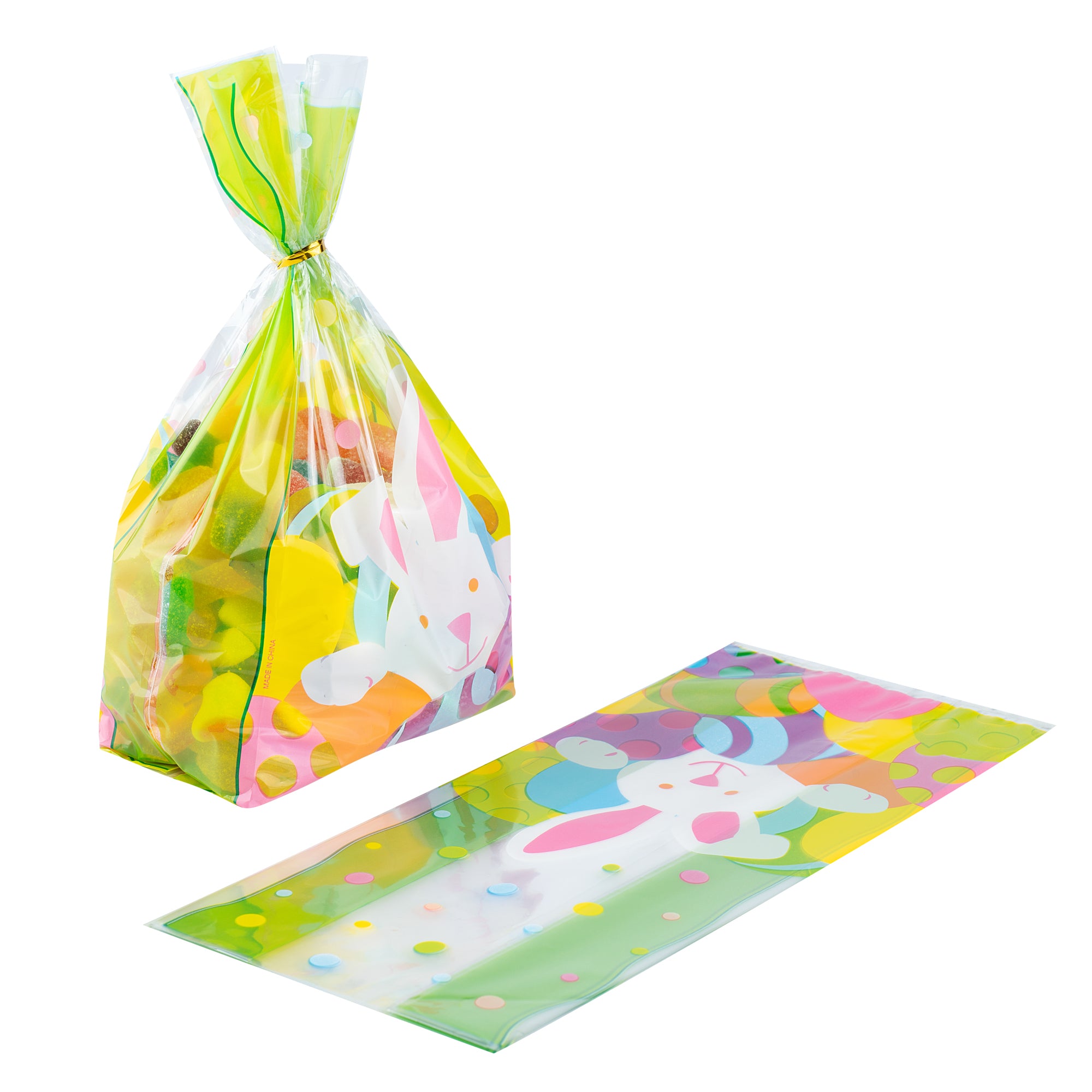 Easter Bunny Plastic Candy Bags - 5 x 3 x 11 Inches Gusseted Stand-Up Pouches (4000 Count Bulk Box) - Perfect for Easter Treats, Party Favors & Holiday Candy Packaging
