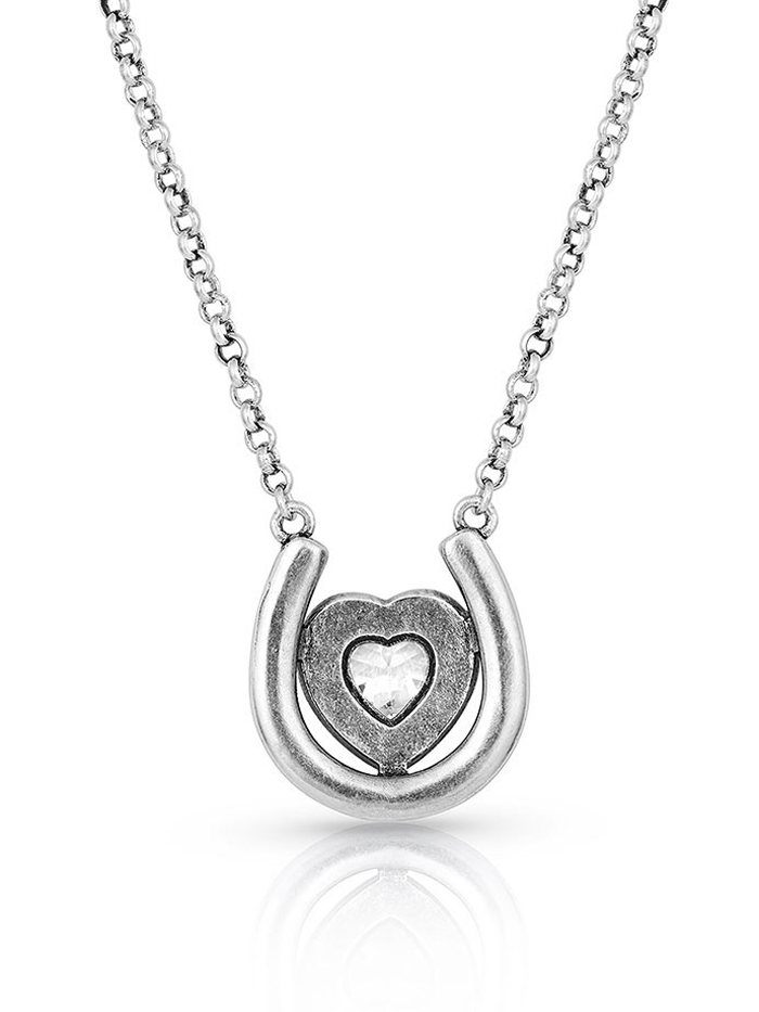 Montana Silversmiths NC4923 Women's The Love Inside Luck Horseshoe Necklace in Sterling Silver - Perfect Gift for Her, Birthday, Anniversary & Everyday Wear