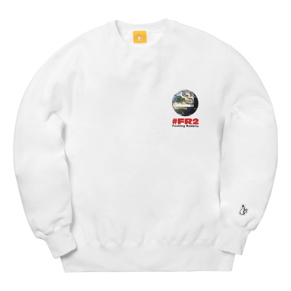 FR2 Earth Friendly Crew Sweatshirt - Eco-Friendly White Cotton Sweater for Men & Women | Casual Wear, Street Style, Sustainable Fashion