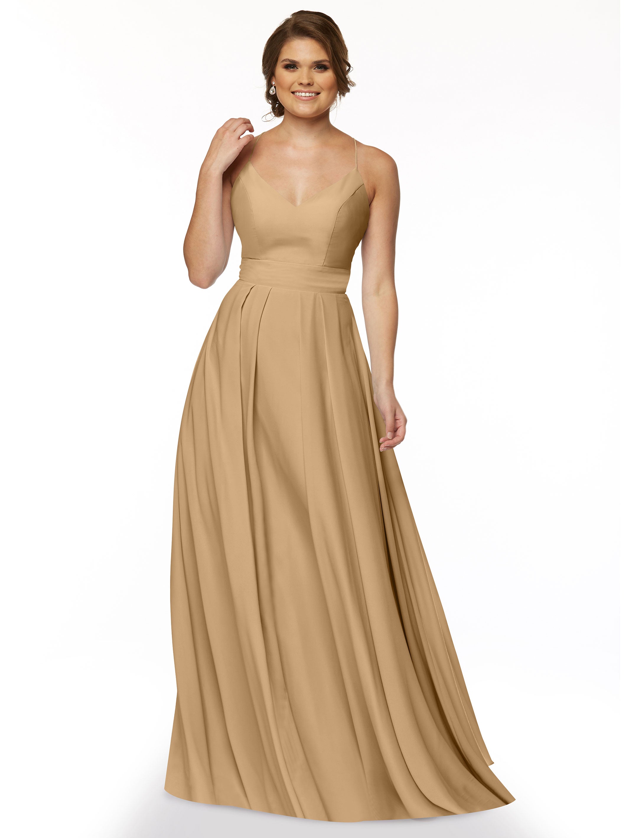 Elegant 83027 Simple Stretch Chiffon A-Line Bridesmaid Dress with Pleats - Perfect for Weddings, Formal Events & Special Occasions