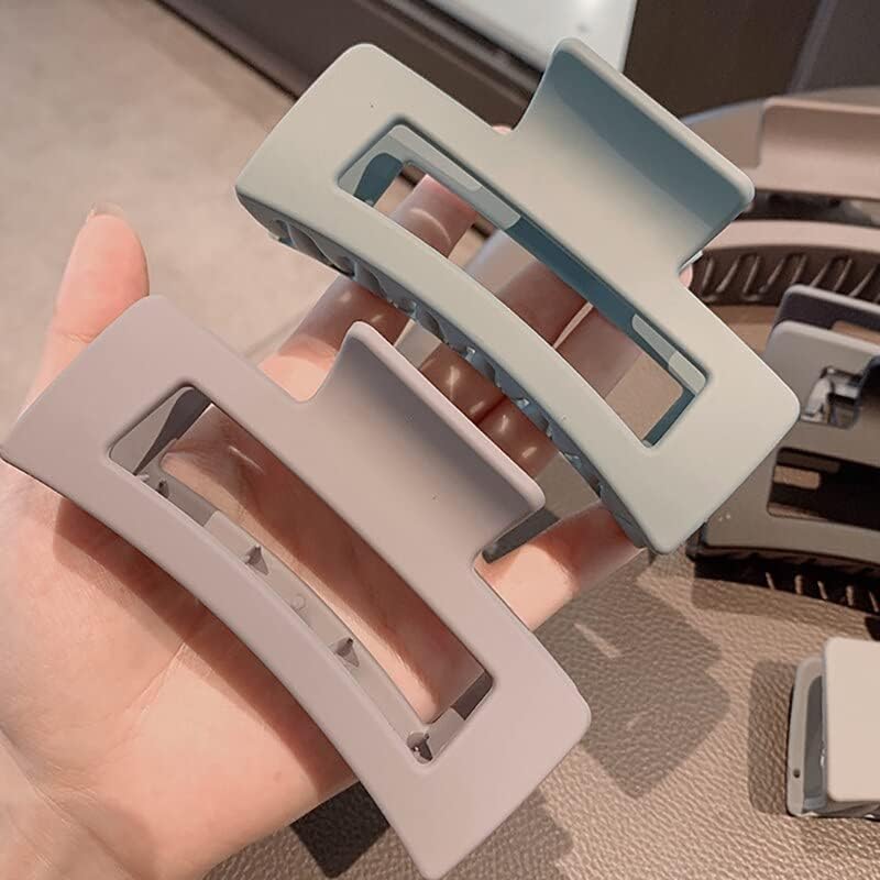 CHRONEX 2PCS Large Rectangle Hair Claw Clips - Non-Slip Hair Clutcher for Women (4.1 Inch) - Neutral Hair Accessories for Thick Hair, Ponytails & Updos - Perfect for Work, Gym & Everyday Styling