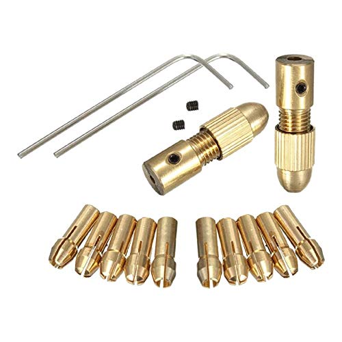 14-Piece Micro Drill Bit Set 0.5-3mm with Hex Wrench - Gold Electric Drill Chuck for Precision Woodworking, Jewelry Making & DIY Crafts