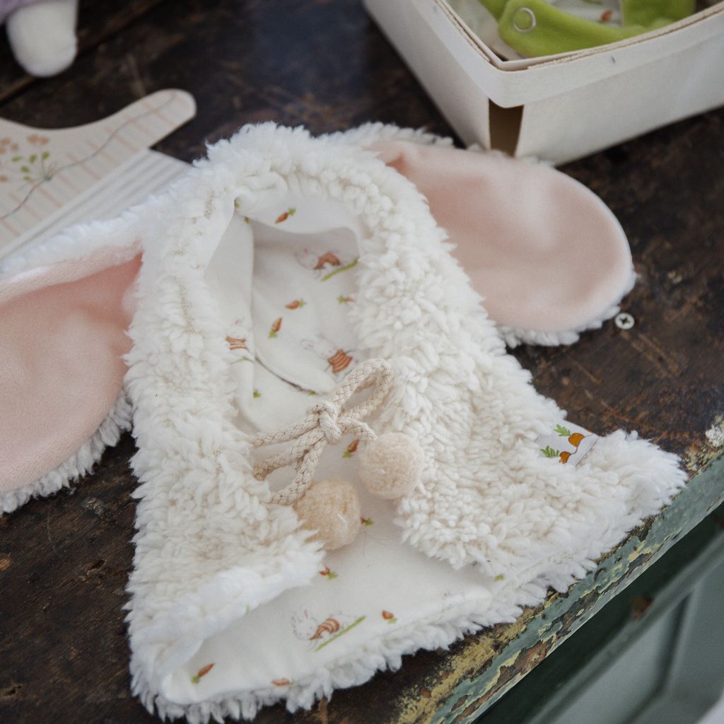 Kiddo's Closet Bunny Cape - Soft Cream Baby Hooded Cape for Easter & Photo Shoots - Perfect for Newborn Photoshoots, Easter Bunny Costume, and Spring Baby Outfits