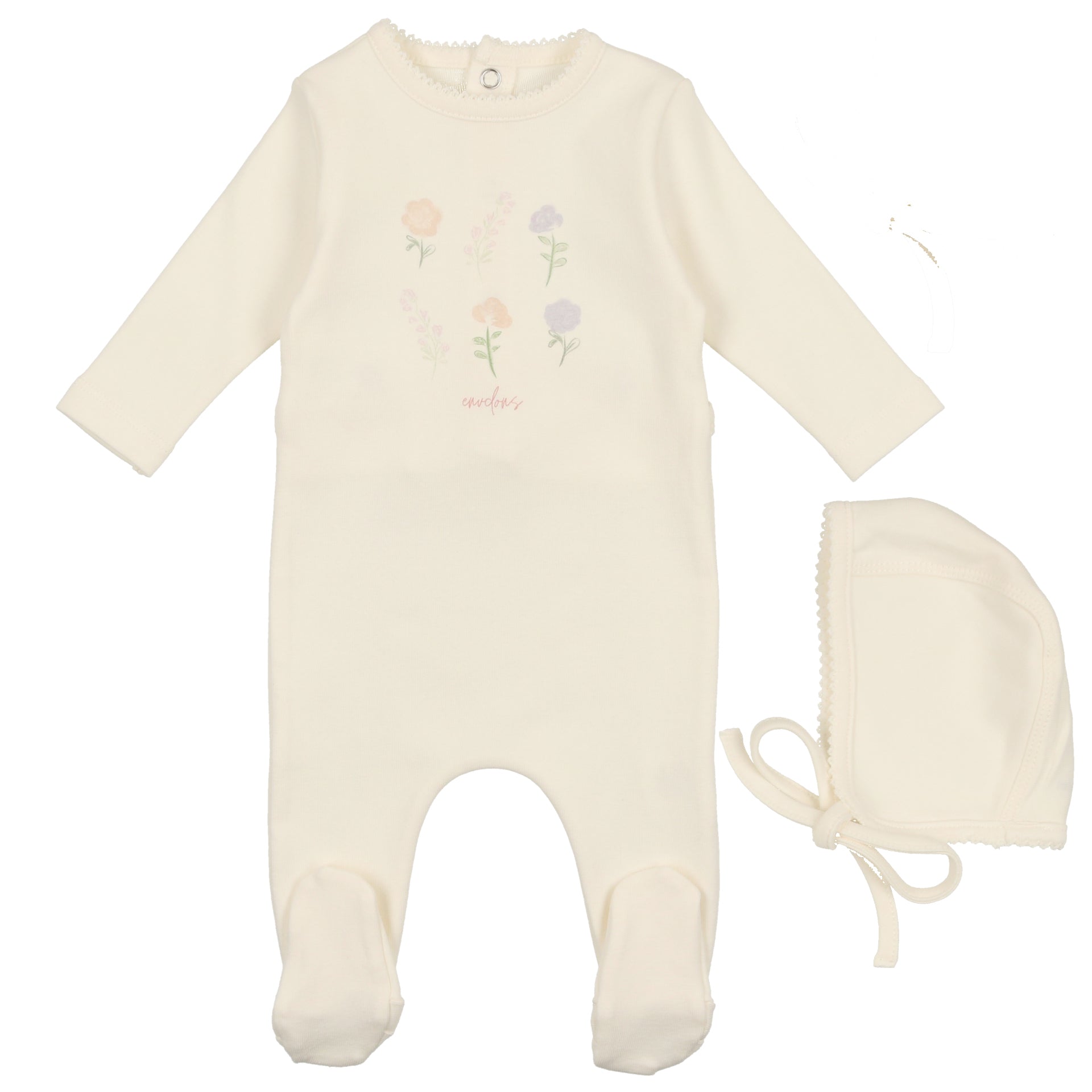 Bee & Dee Ivory Leaf Print Collection Stretchie and Beanie Set - Soft Knit Headband & Winter Hat for Women - Perfect for Outdoor Activities, Yoga, and Casual Wear