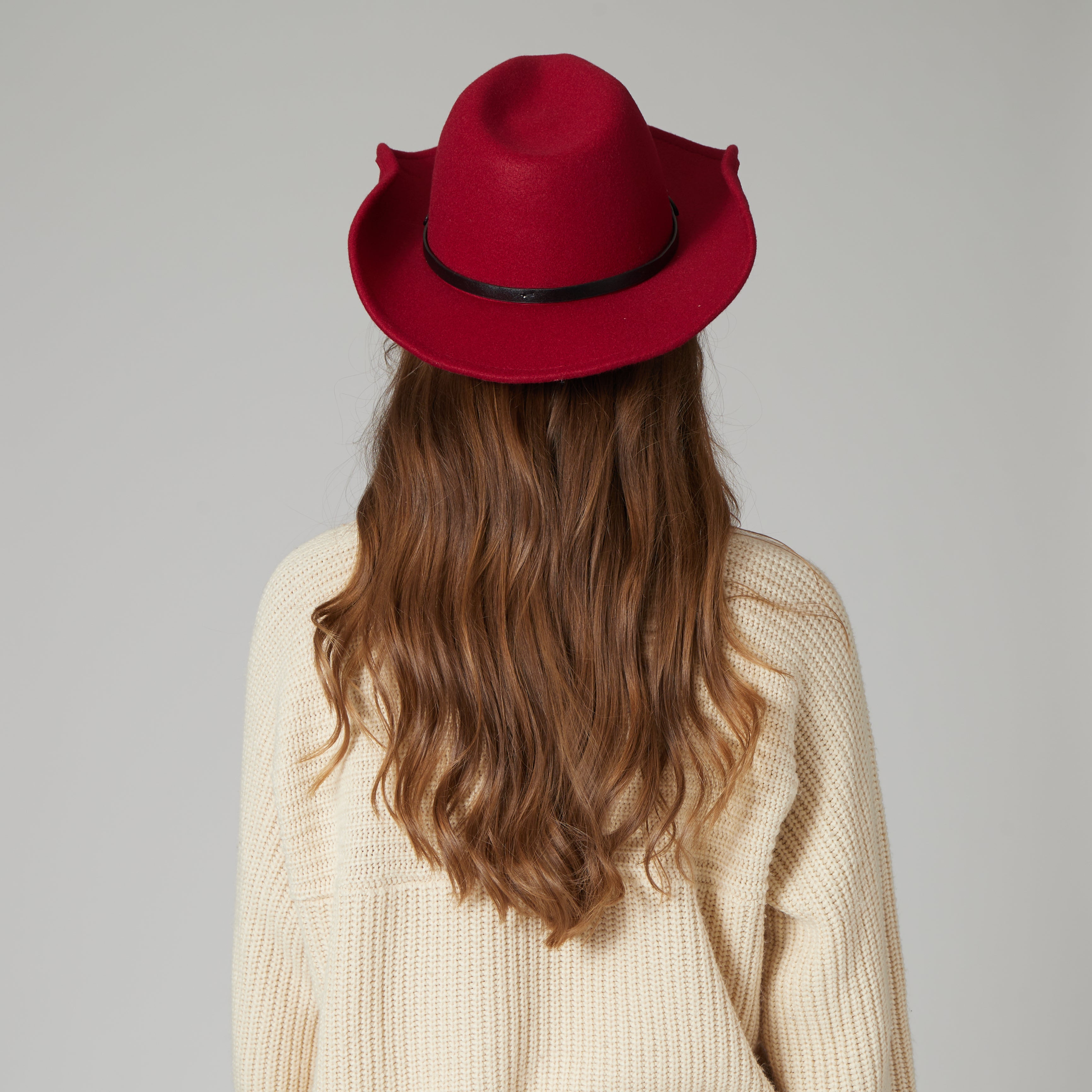 Women's Faux Felt Cowboy Hat with Western Concho Trim - Stylish Western Fashion Accessory for Rodeo, Country Music Festivals & Outdoor Adventures