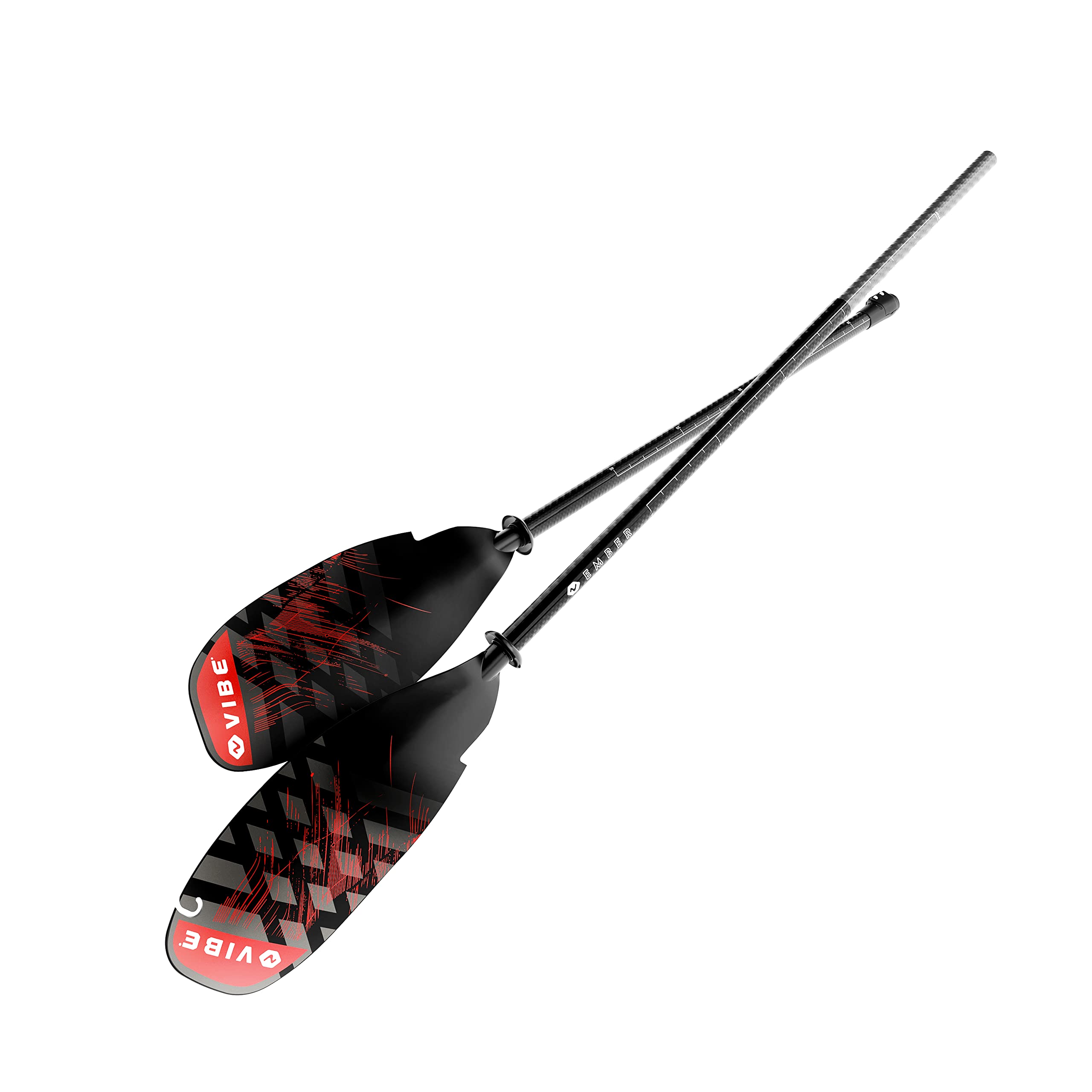 Vibe Ember Kayak Angler Fishing Paddle - Lightweight Carbon Fiber Shaft & Fiberglass Blades - Adjustable 240-260cm - Built-in Retrieval Hook & Dock Pull - Perfect for Kayak Fishing, Camping & Water Sports