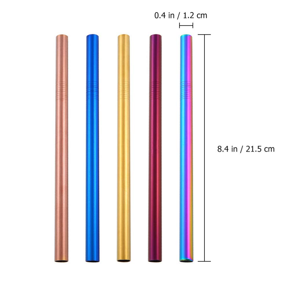 Hemoton 12-Pack Reusable Stainless Steel Straws with Silicone Tips - Eco-Friendly Metal Drinking Straws for Smoothies, Cocktails, Iced Coffee & Kids Drinks - Perfect for Weddings, Parties, Mason Jars & Home Decor