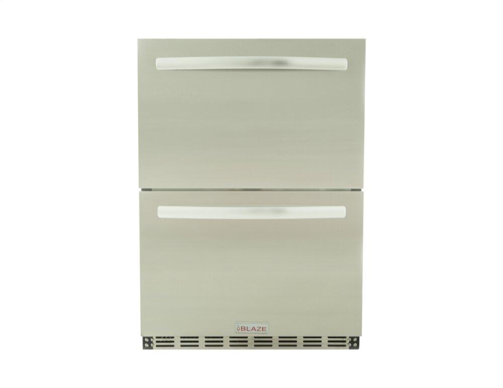 Blaze Grills BLZSSRFDBDR51 5.1 Cu. Ft. Double Drawer Refrigerator - Outdoor Kitchen & BBQ Storage Solution for Patio, Backyard, and RV Use
