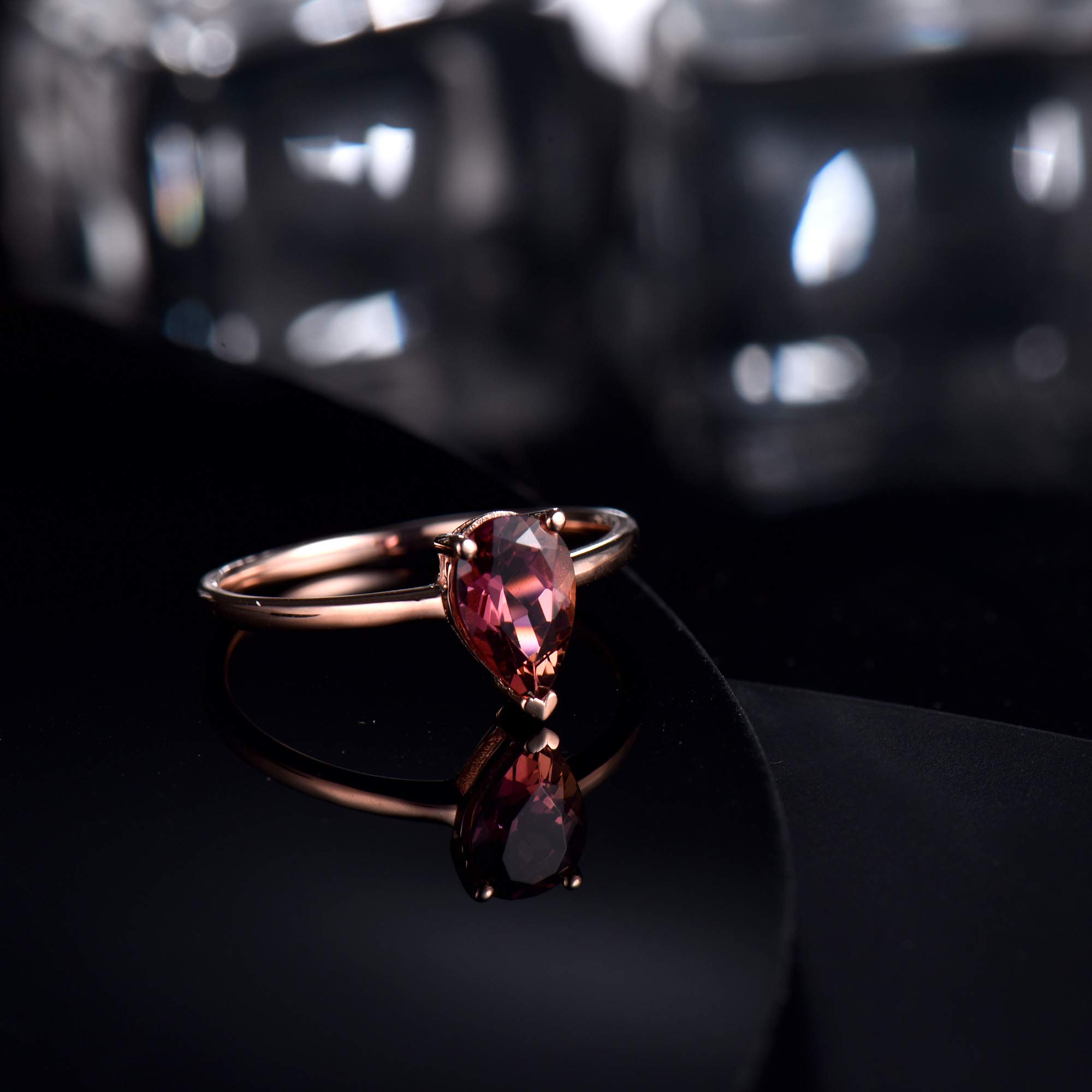 14K Rose Gold Vintage Ring with Natural Diamond & Pink Tourmaline - Elegant Women's Jewelry for Weddings, Anniversaries & Special Occasions