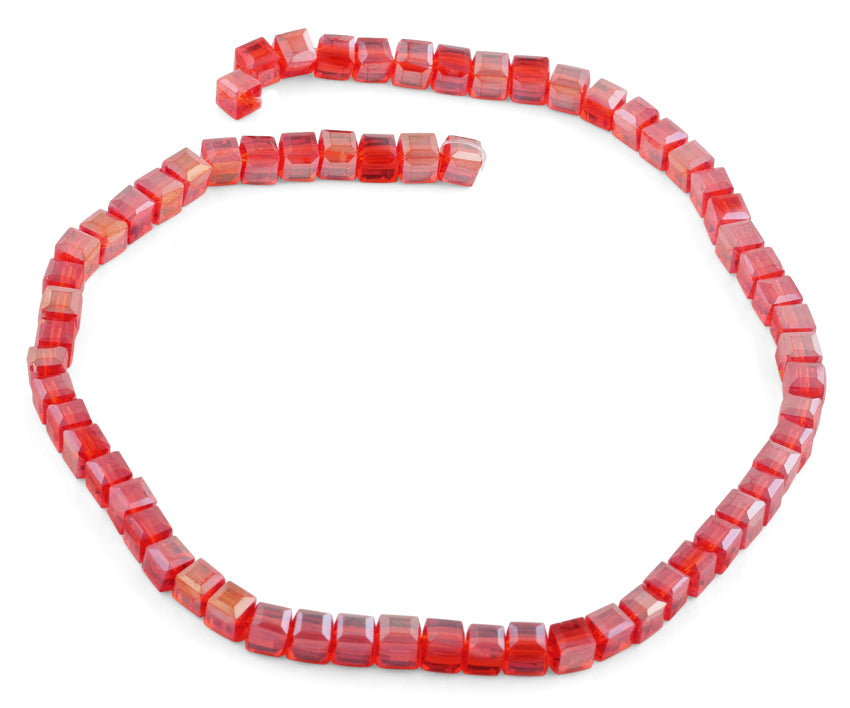 6X6mm Red Square Faceted Crystal Beads for Jewelry Making - DIY Bracelets, Necklaces, Earrings & Craft Projects - Sparkling Glass Beads for Scrapbooking, Wedding Decor & Gift Packaging