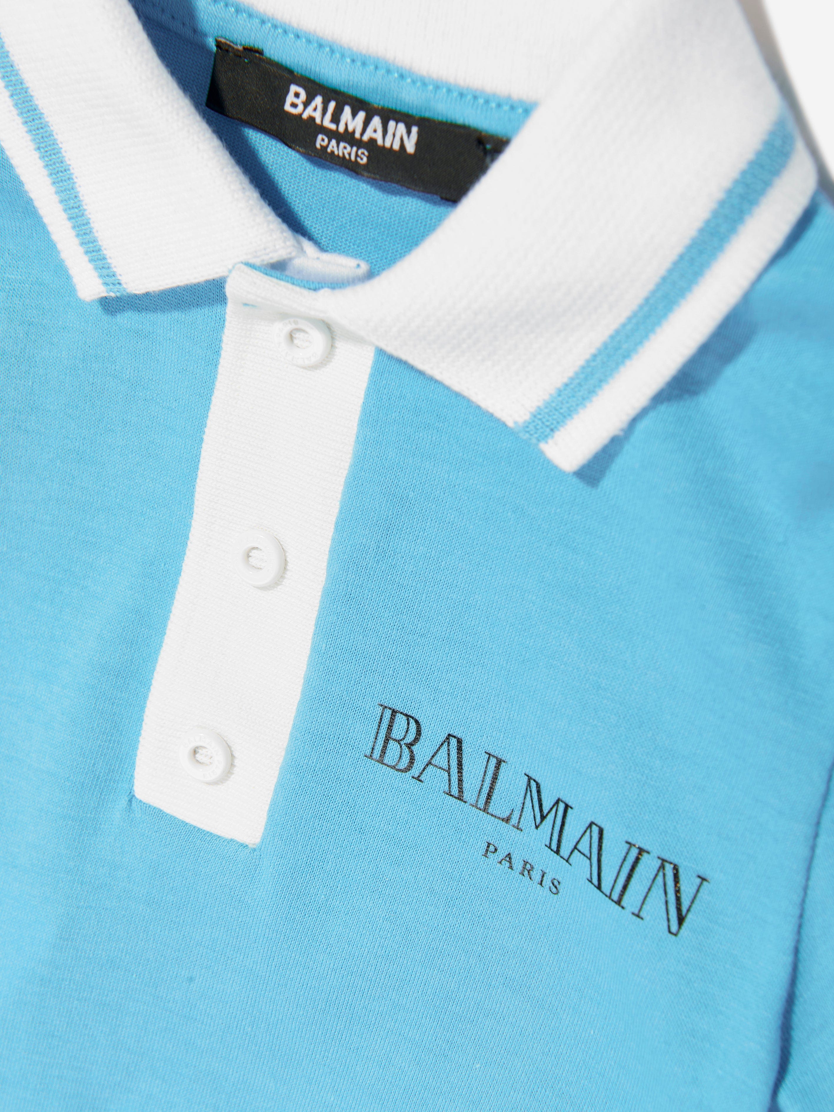 Balmain Baby Boys Polo Romper - Blue Cotton Short Sleeve Jumpsuit for Newborns & Toddlers | Perfect for Summer Outfits, Playdates & Photo Shoots