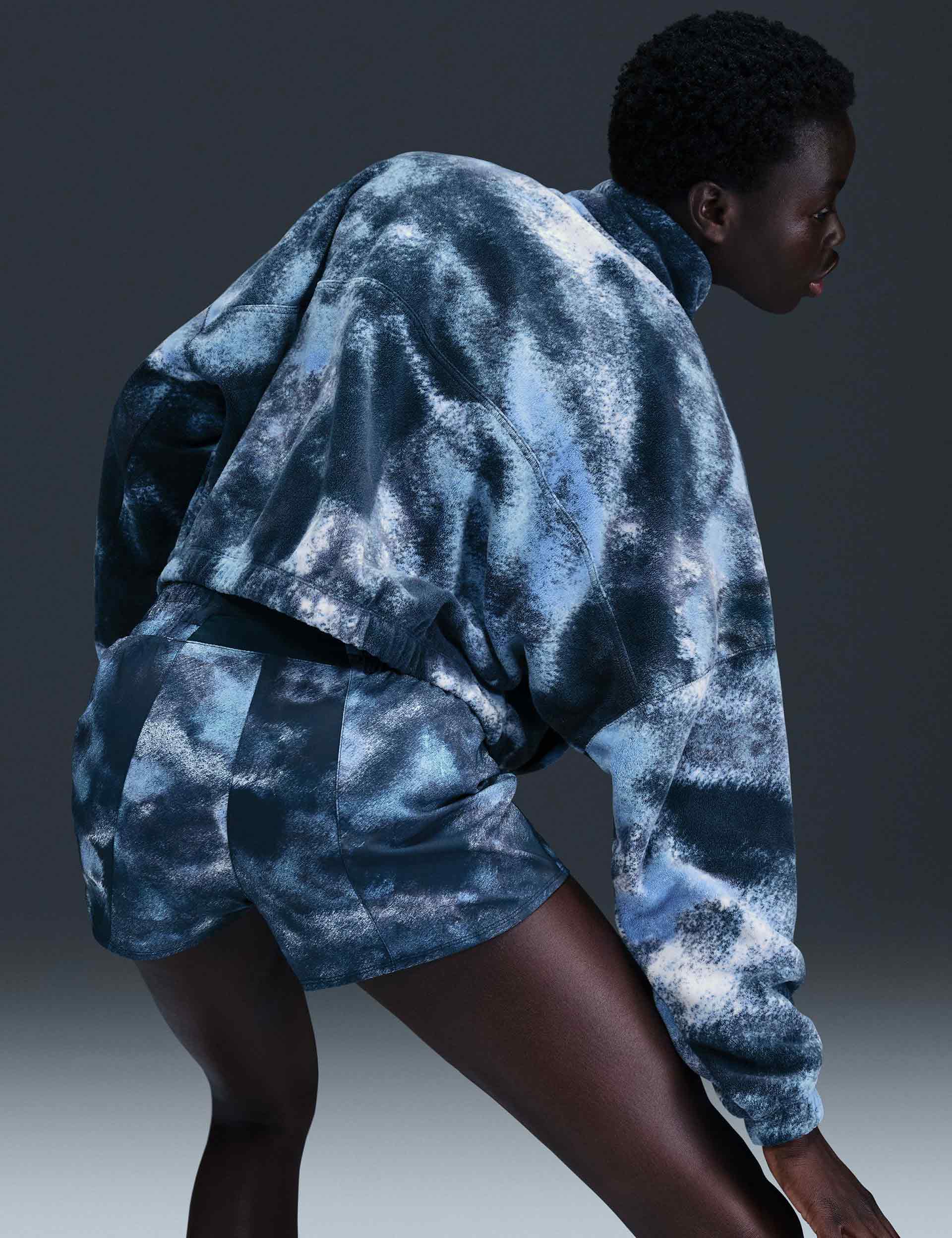 Oversized 1/2 Zip Fleece Printed Top for Women - Armory Navy | Cozy Winter Pullover for Casual Outfits & Outdoor Activities