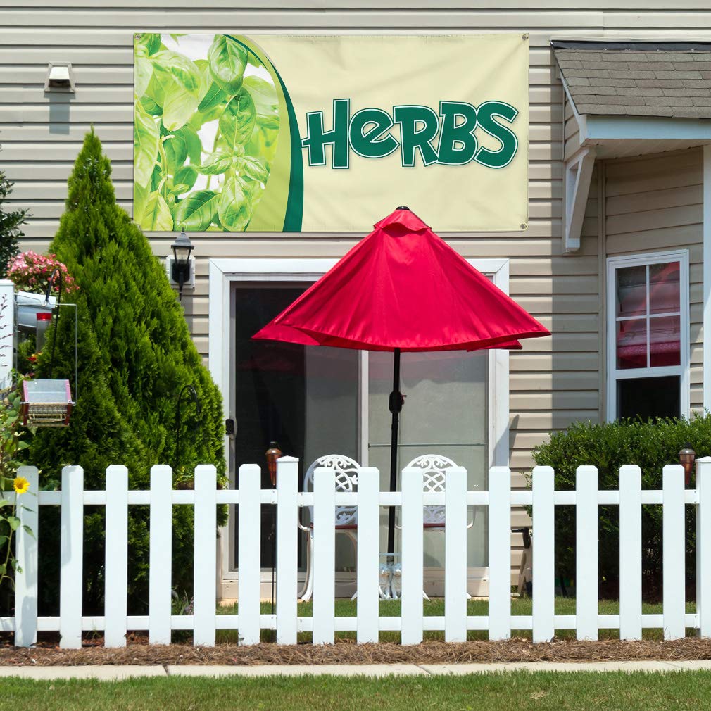 Durable 60x144 Inches Vinyl Banner with 10 Grommets - Weatherproof Outdoor Advertising Sign for Herbs, Food & Beverage, Industrial & Yard Use - Perfect for Farmers Markets, Garden Centers & Retail Displays